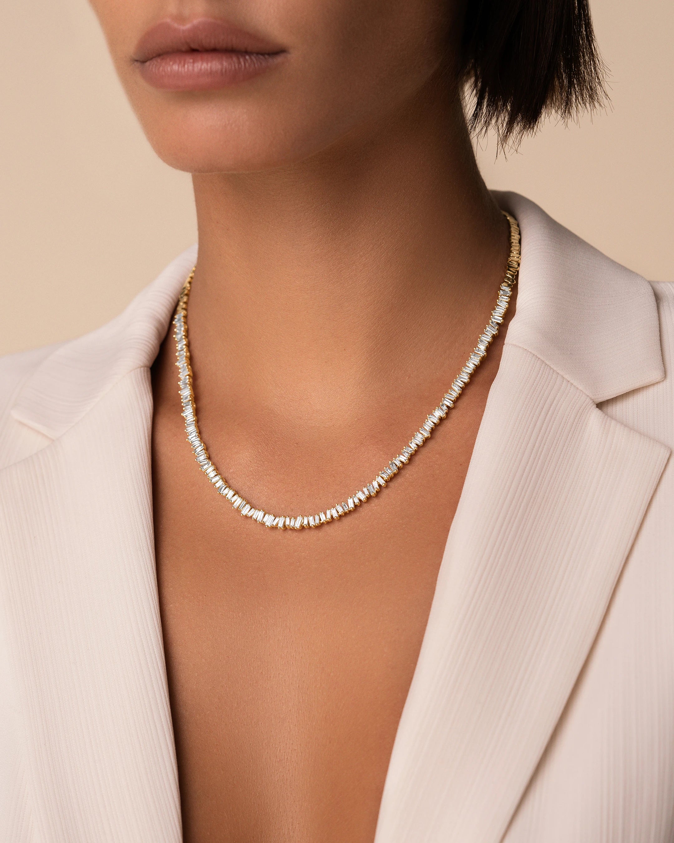 Suzanne Kalan Classic Diamond Tennis Necklace in 18k yellow gold