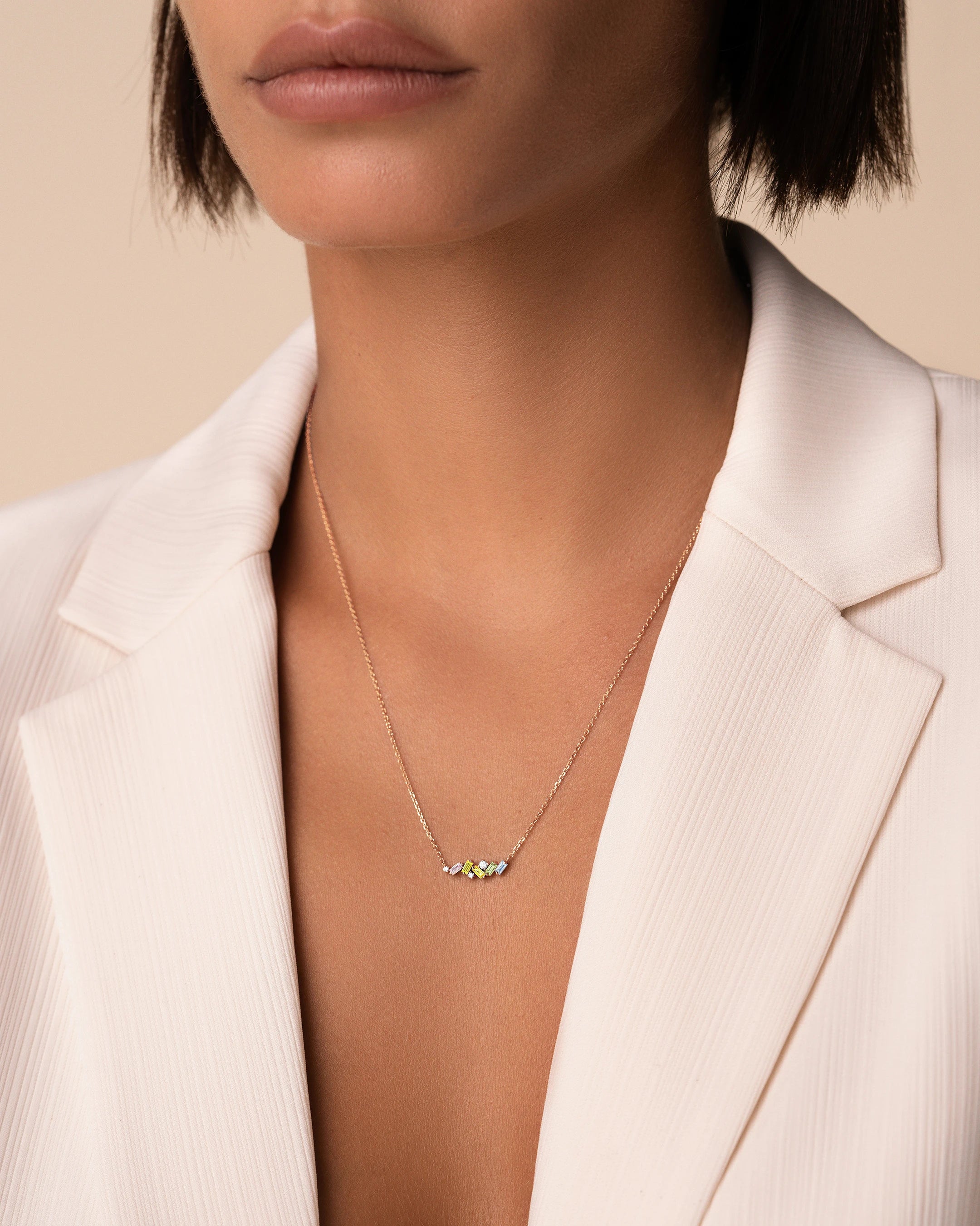 Suzanne Kalan Frenzy Pastel Sapphire Mini Bar Pendant in 18k rose gold