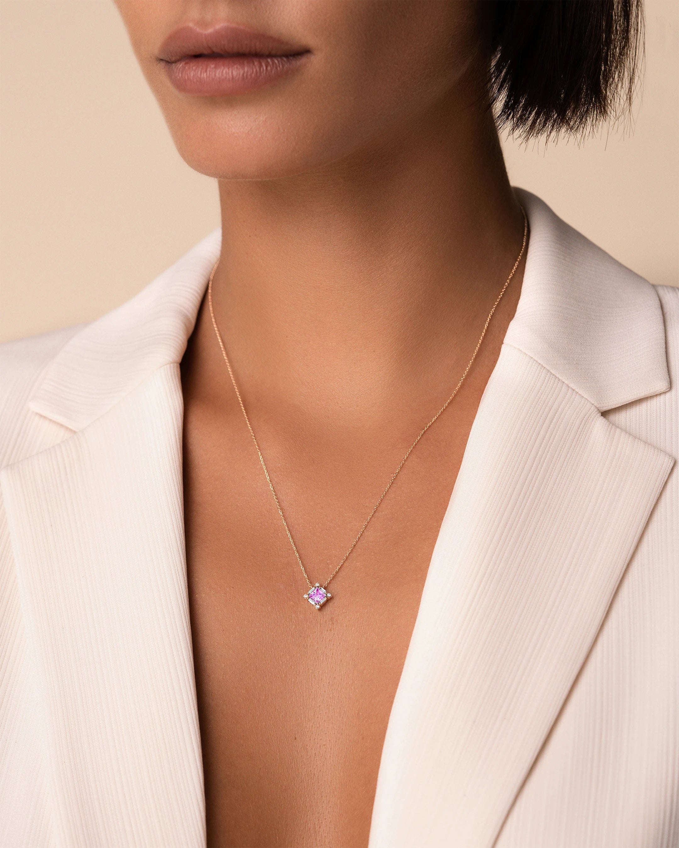 Suzanne Kalan Princess Midi Pink Sapphire Pendant in 18k rose gold