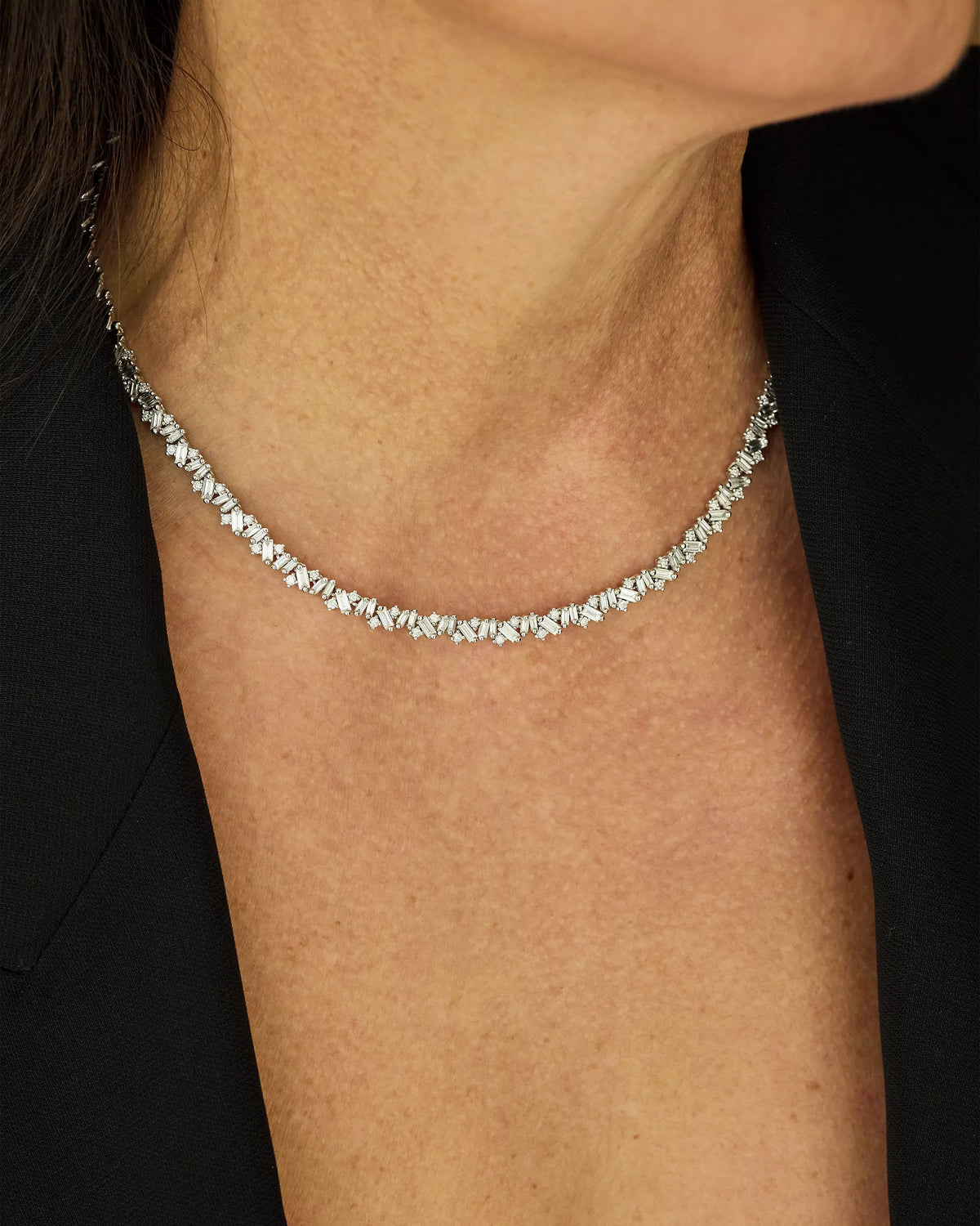 Suzanne Kalan Frenzy Diamond Tennis Necklace in 18k white gold