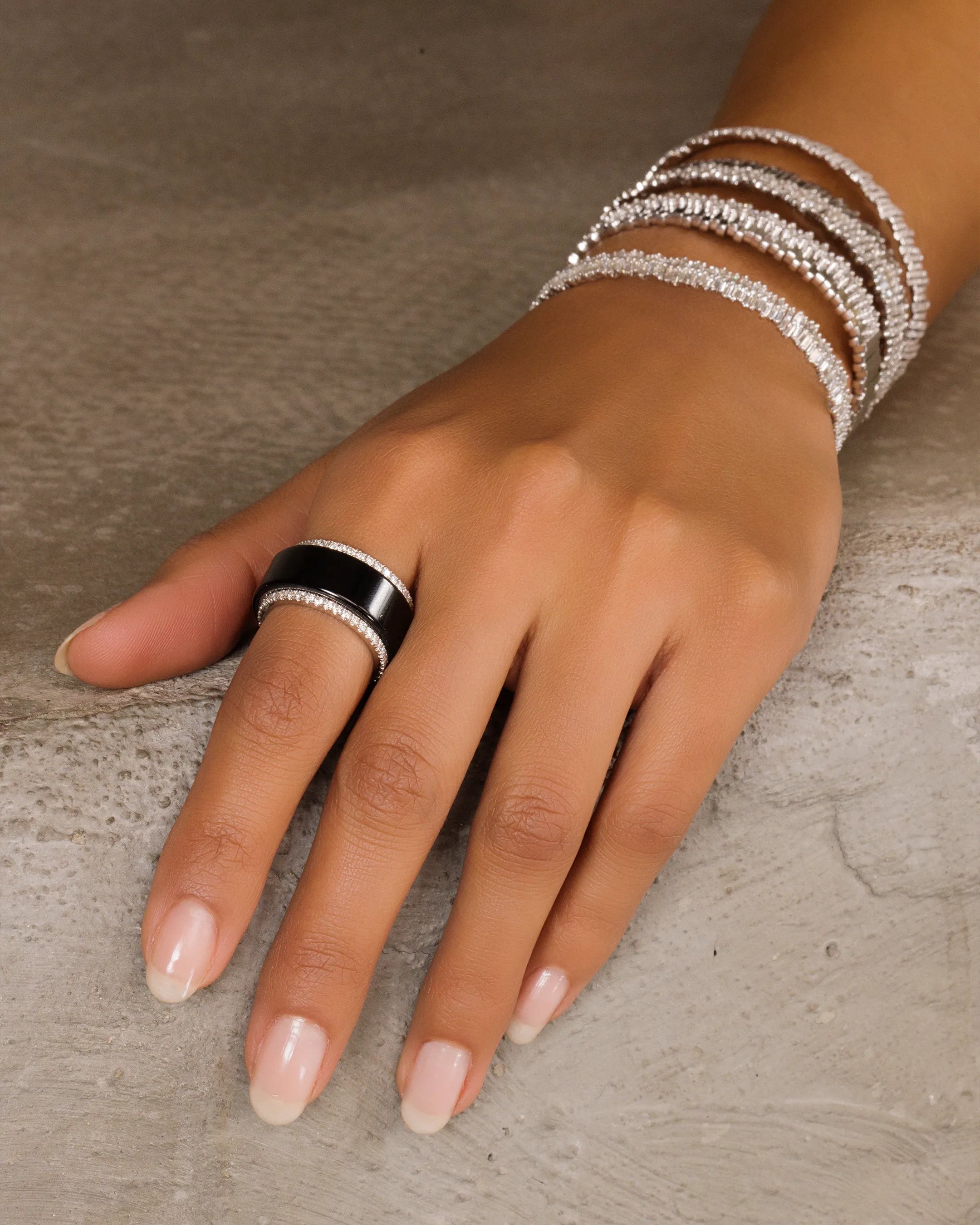 Suzanne Kalan Classic Pave Diamond Midi Eternity Ring Jackets in 18k white gold