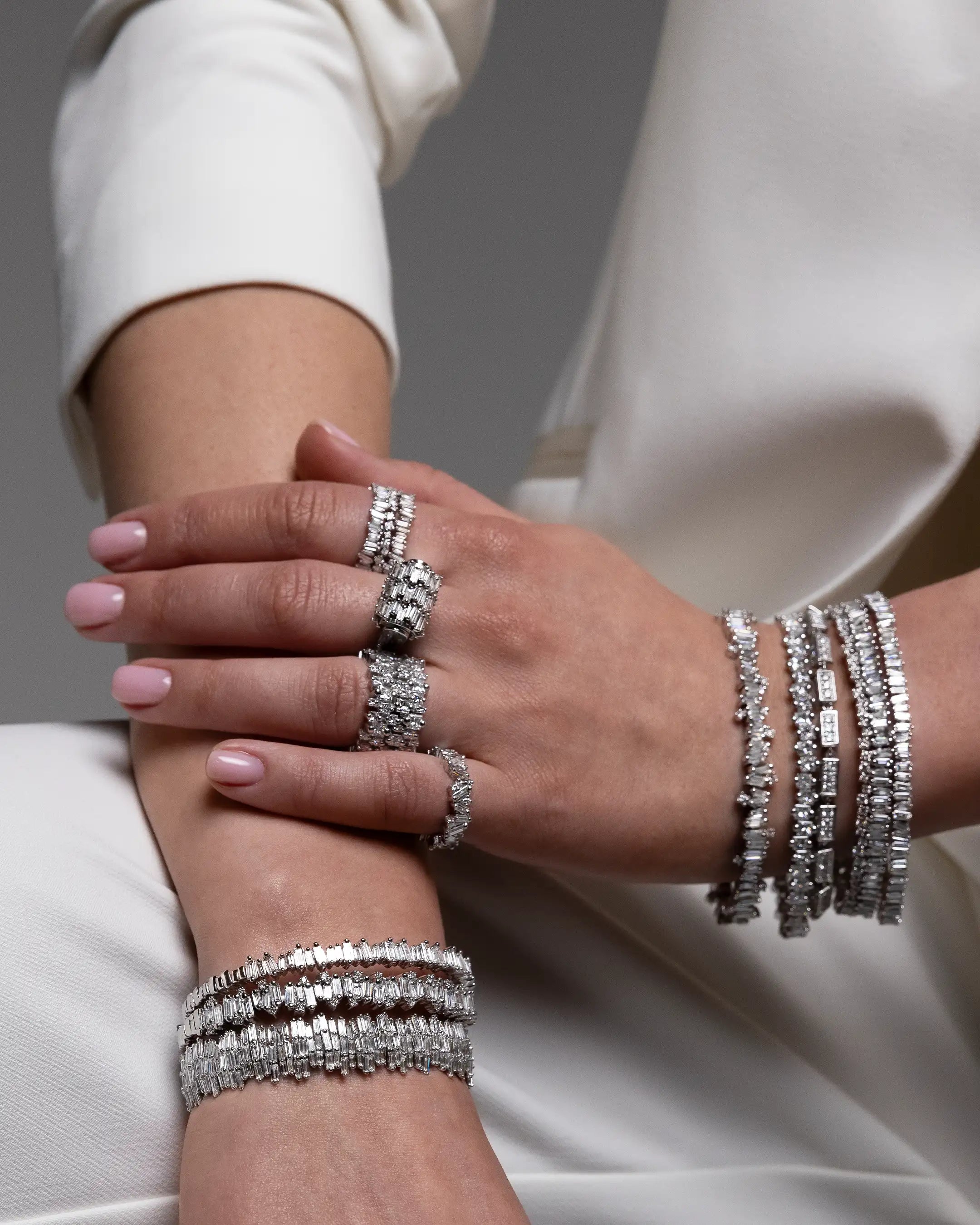 Suzanne Kalan Princess Milli Stack Diamond Eternity Band in 18k white gold