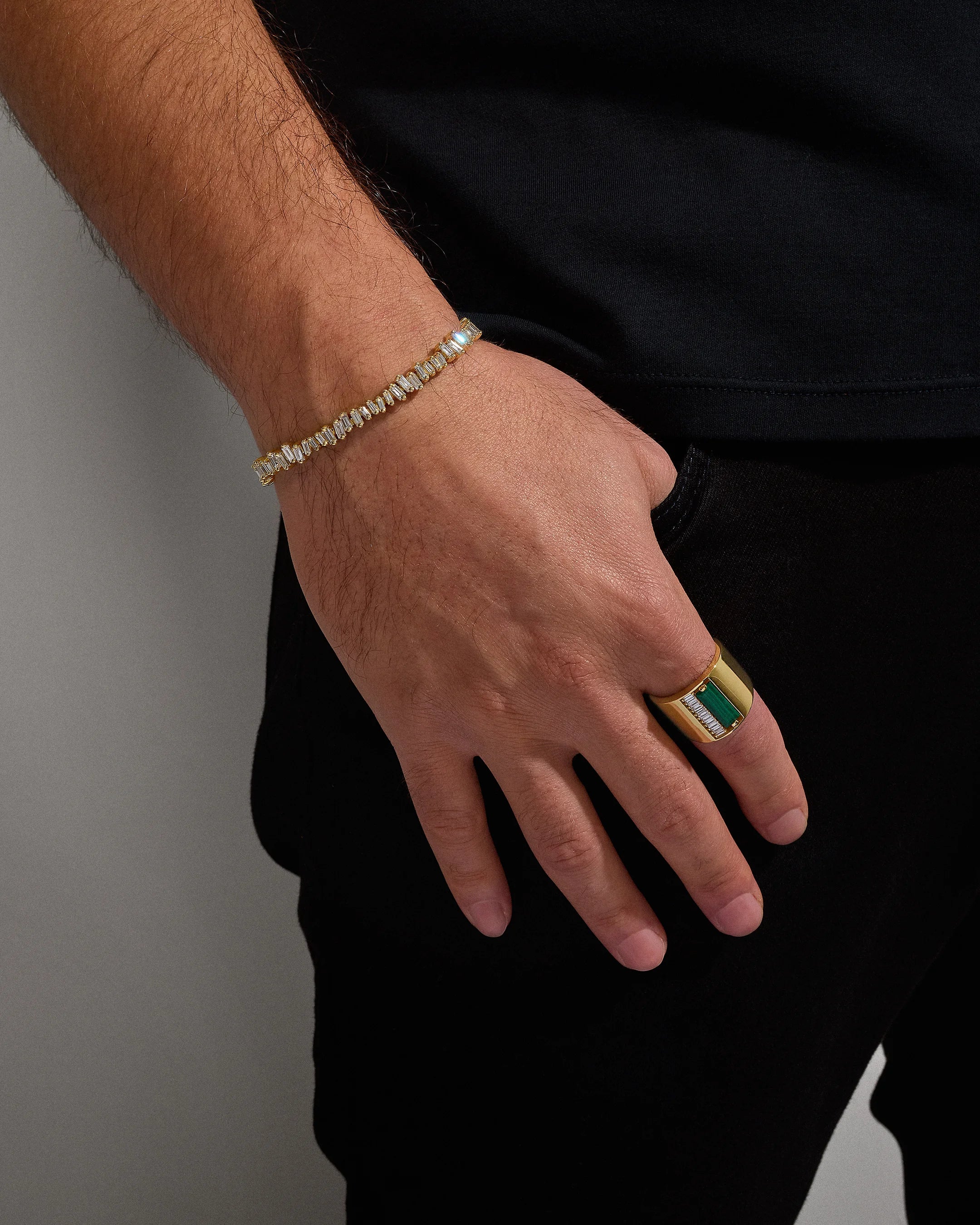 Suzanne Kalan Men's Bold Diamond Tennis Bracelet in 18k yellow gold