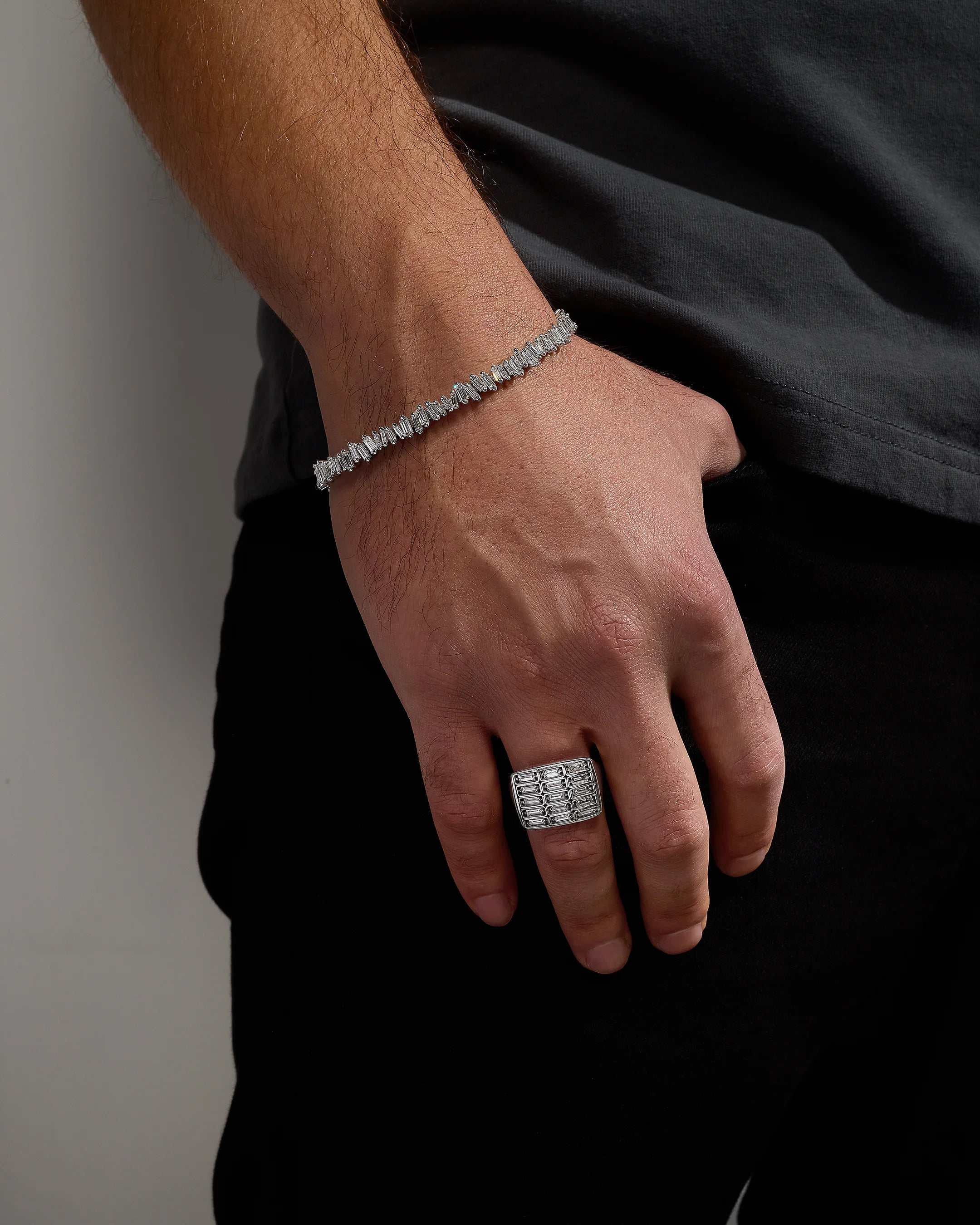Inlay Large Diamond Signet Ring