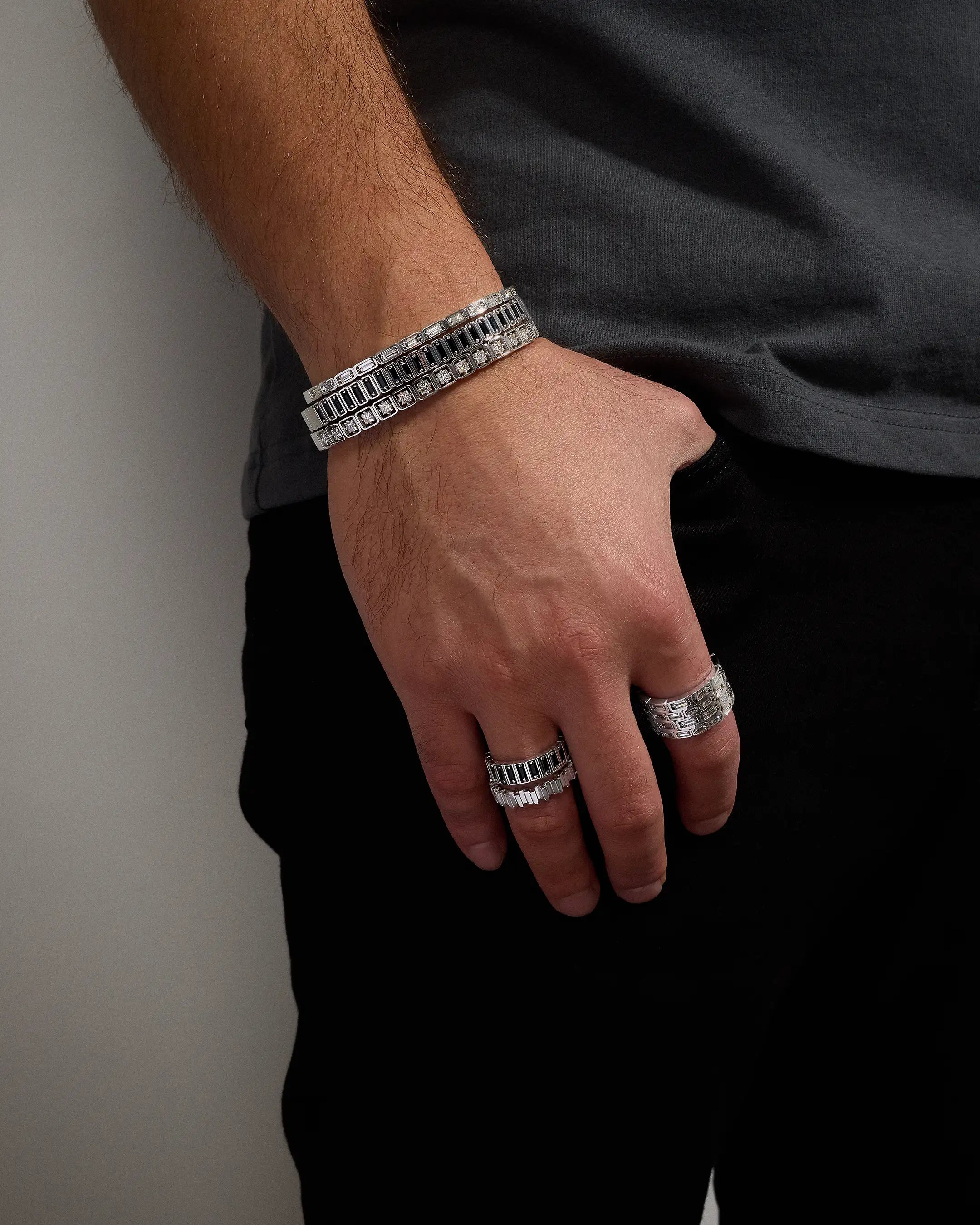 Inlay Large Vertical Black Sapphire Eternity Band