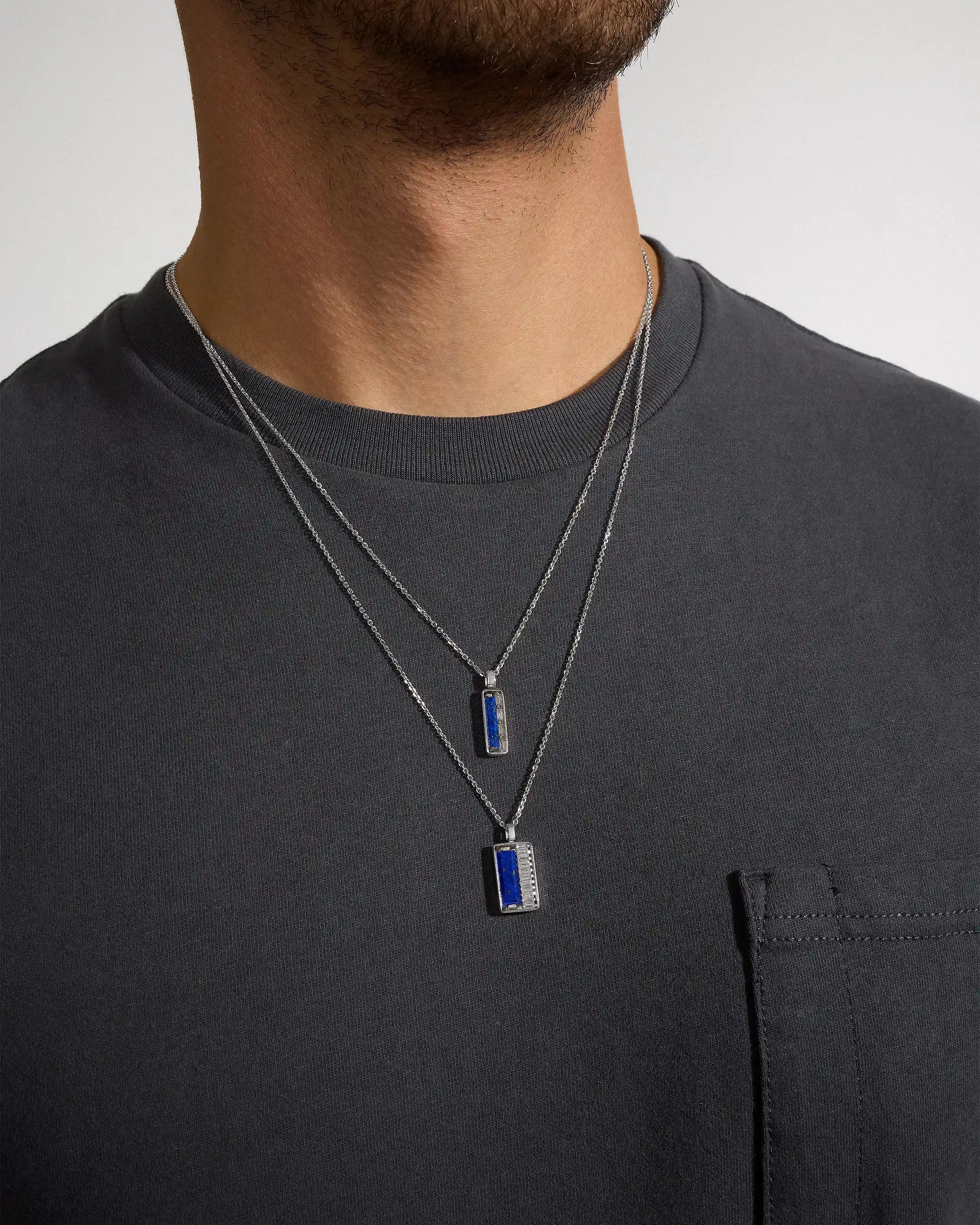 Suzanne Kalan Inlay Blue Lapis & Diamond Medium Necklace in 18k white gold