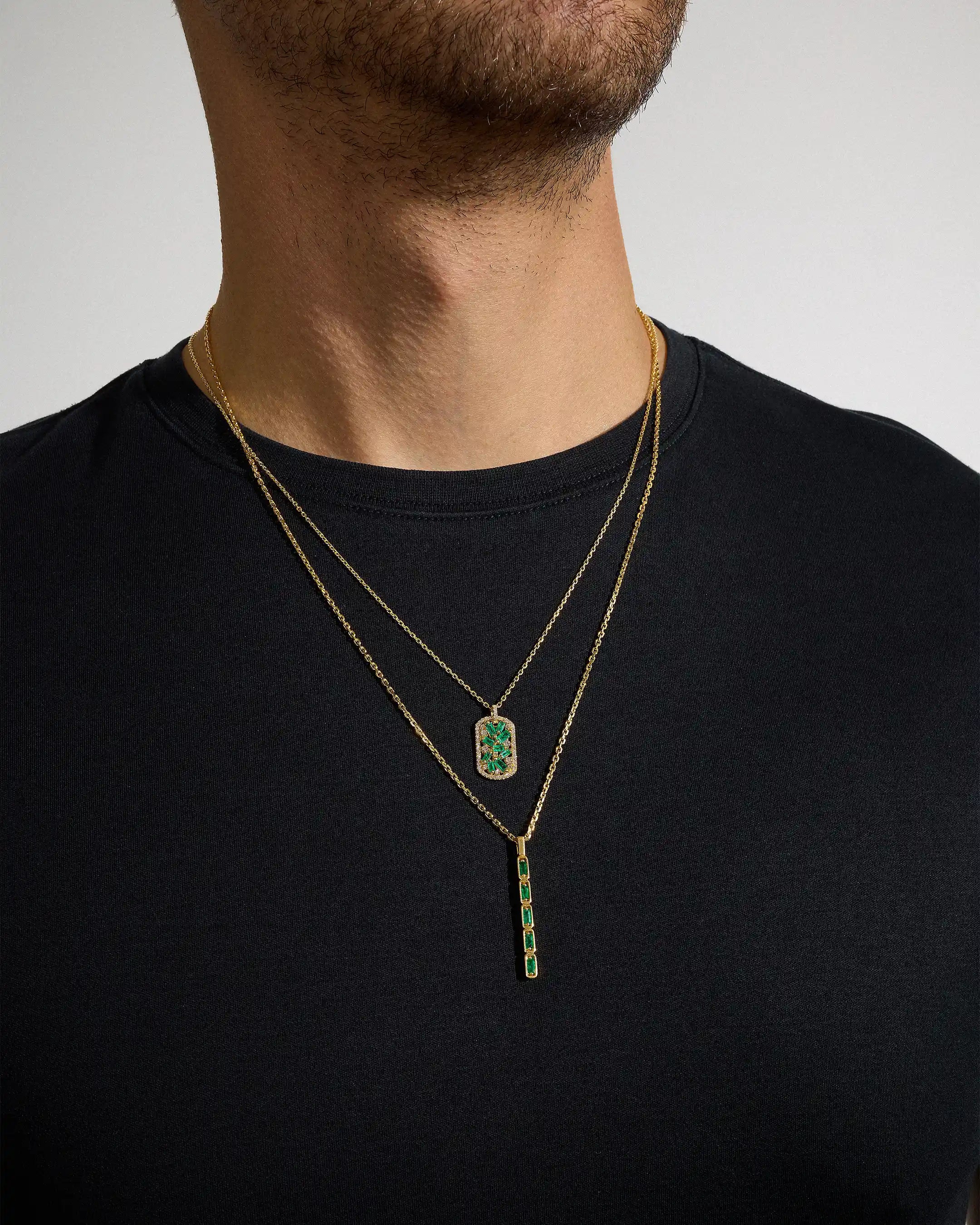 Inlay Emerald Medium Totem Necklace