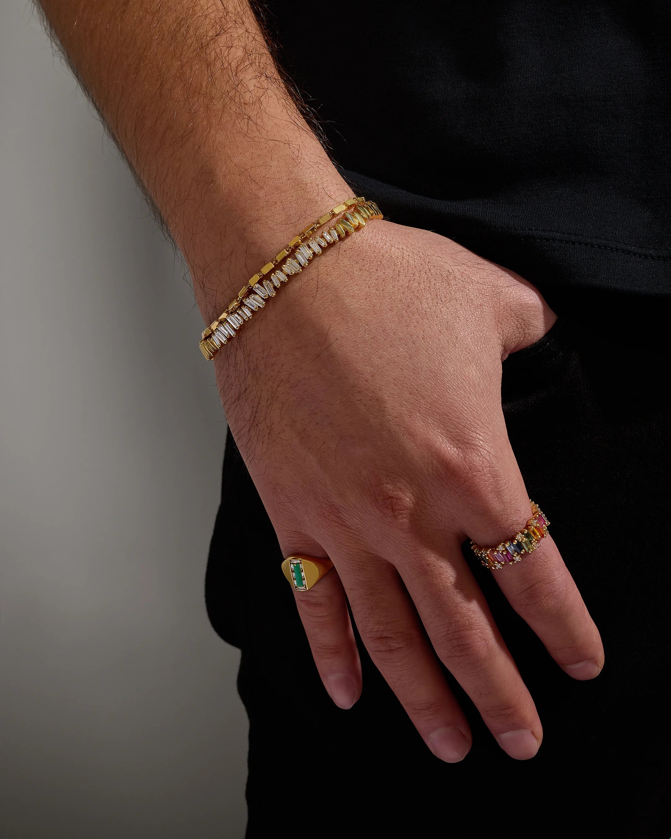 Suzanne Kalan Men's Bracelet Stack in 18k yellow gold