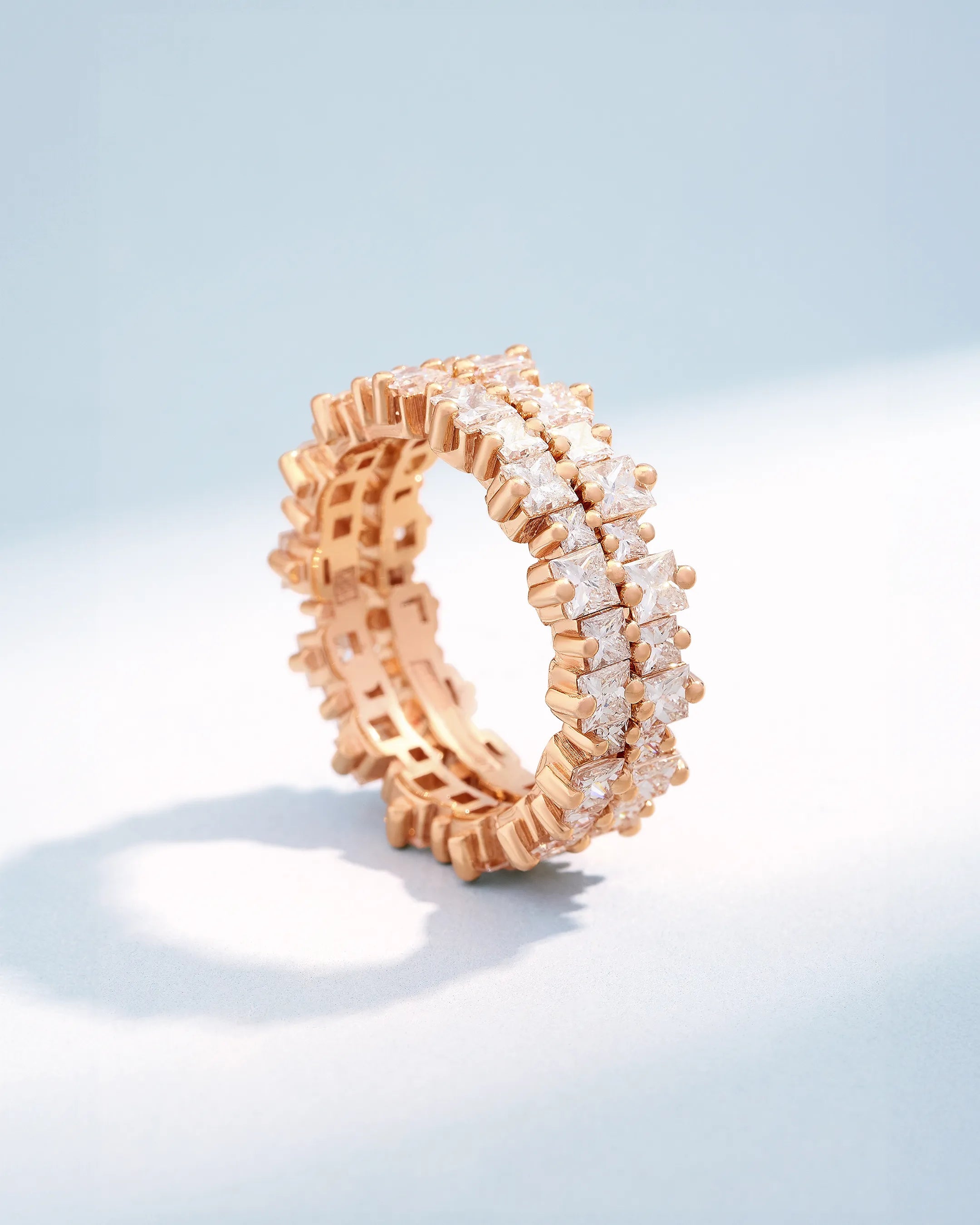 Suzanne Kalan Princess Diamond Milli Eternity Ring Jackets in 18k rose gold