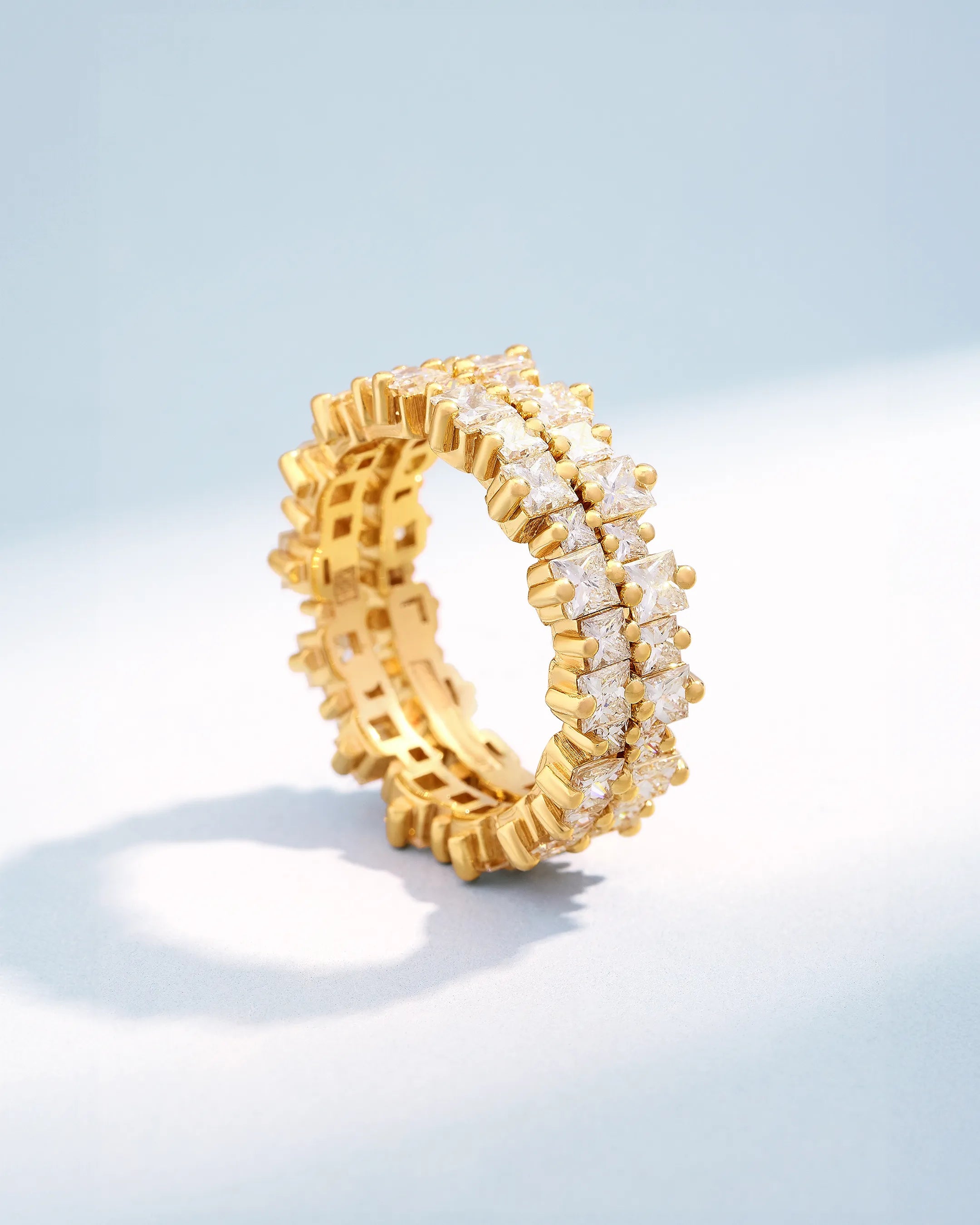 Suzanne Kalan Princess Diamond Milli Eternity Ring Jackets in 18k yellow gold