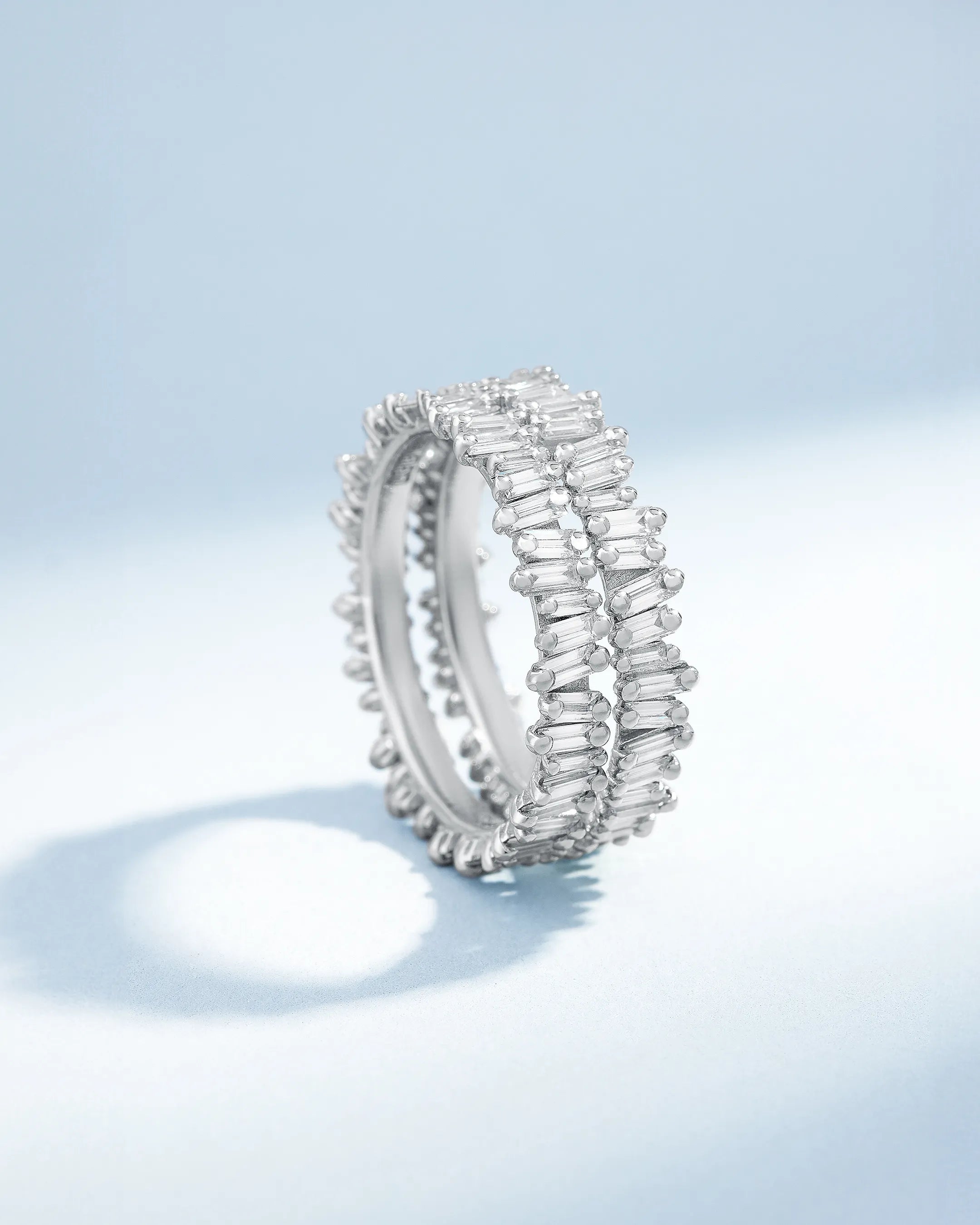 Suzanne Kalan Classic Diamond Midi Baguette Eternity Ring Jackets in 18k white gold