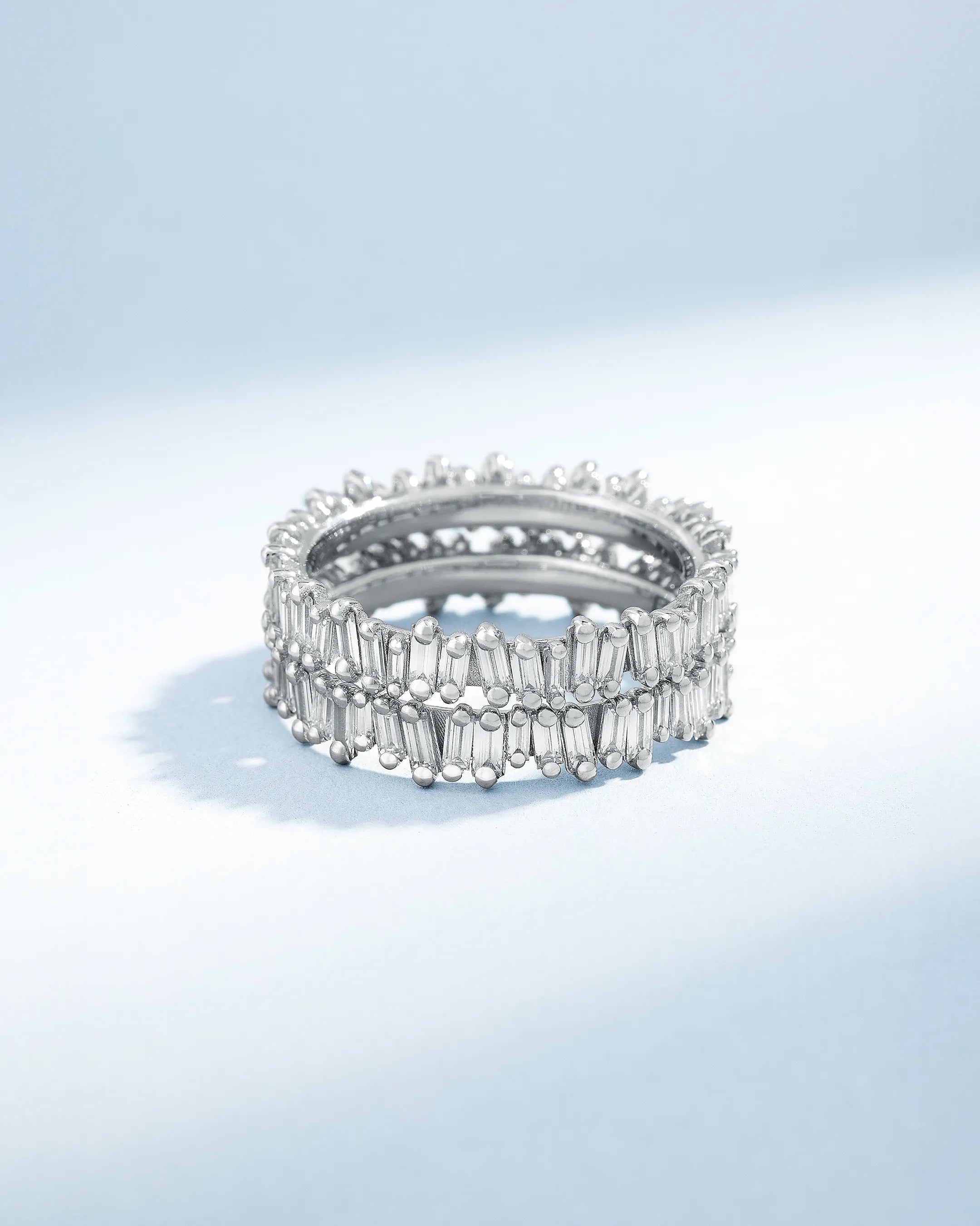 Suzanne Kalan Classic Diamond Midi Baguette Eternity Ring Jackets in 18k white gold