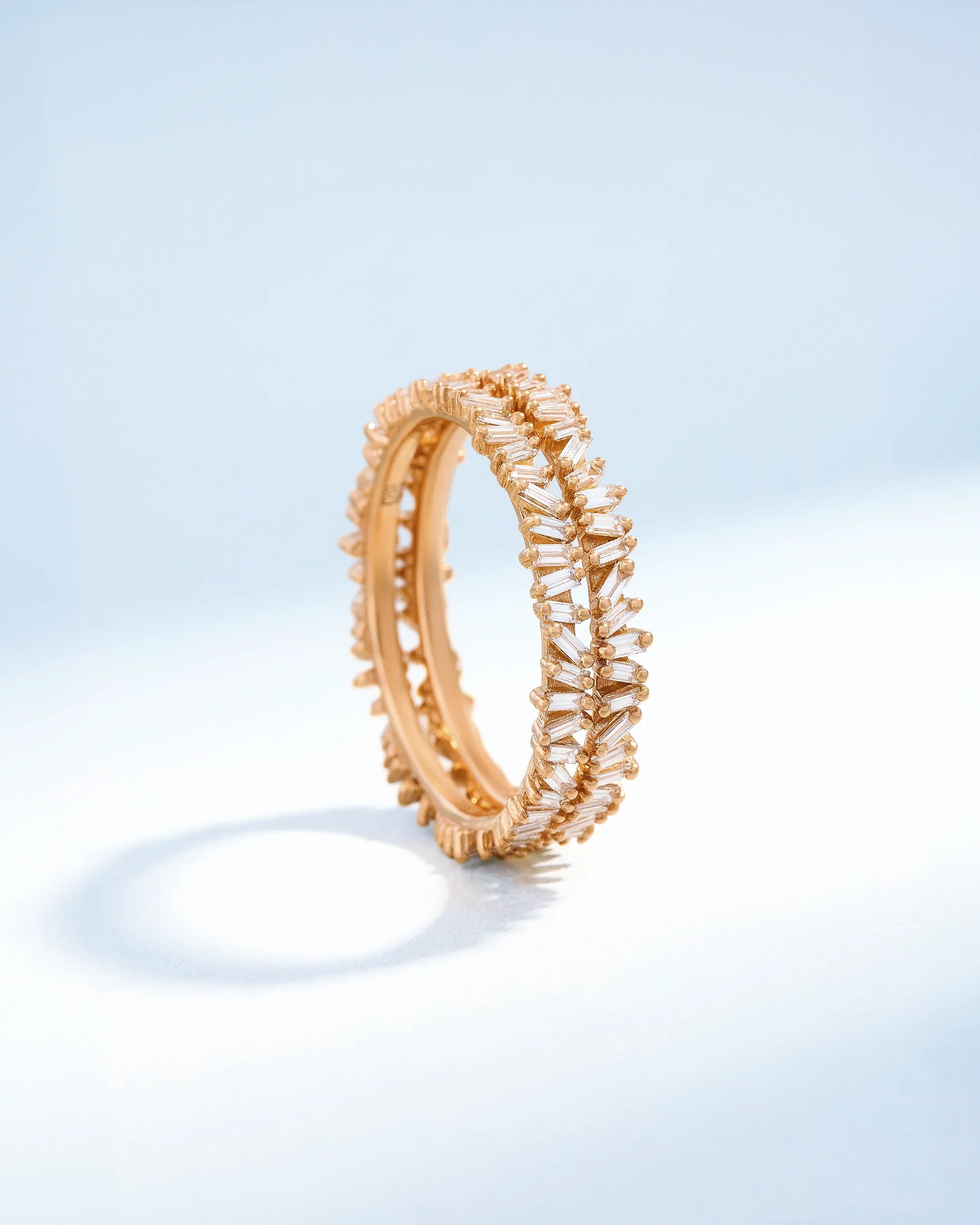 Suzanne Kalan Classic Diamond Mini Baguette Eternity Ring Jackets in 18k rose gold