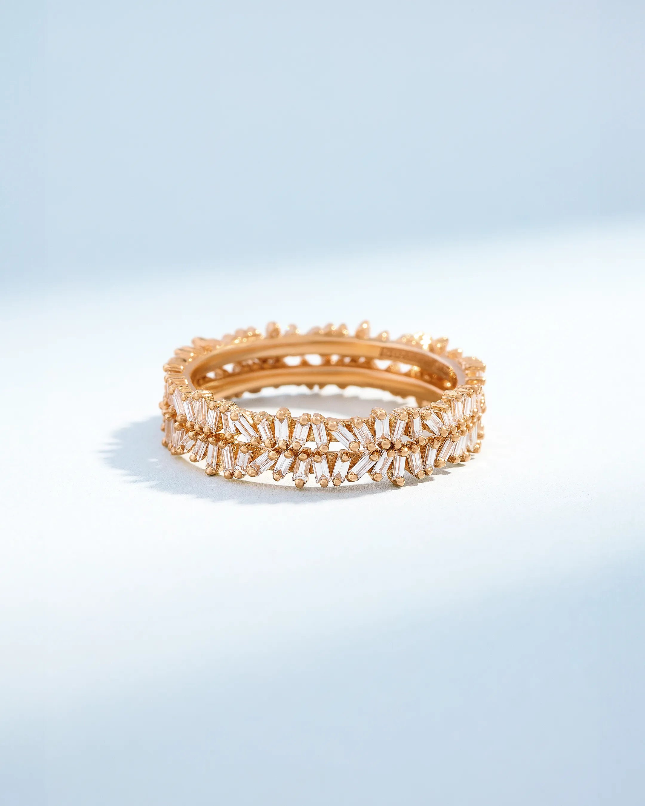 Suzanne Kalan Classic Diamond Mini Baguette Eternity Ring Jackets in 18k rose gold