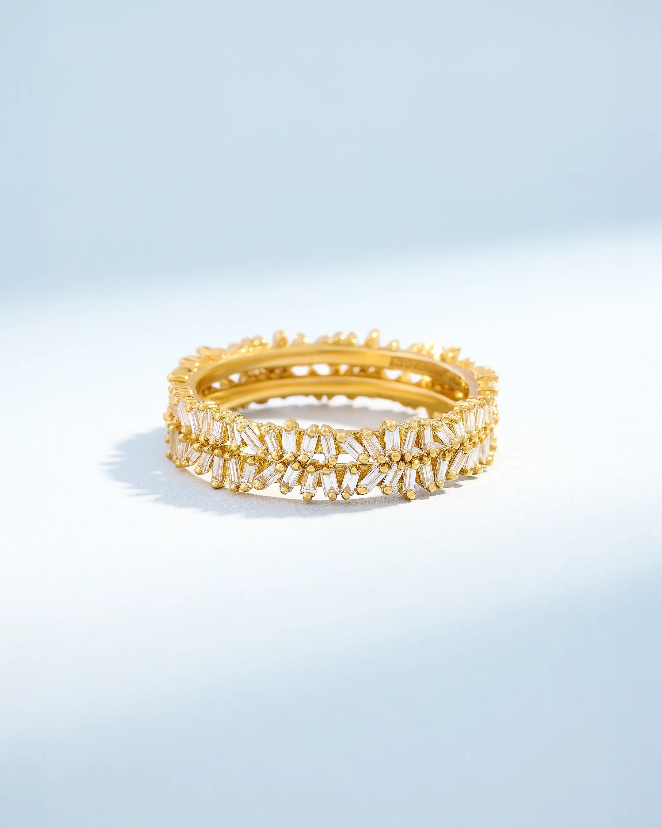 Suzanne Kalan Classic Diamond Mini Baguette Eternity Ring Jackets in 18k yellow gold