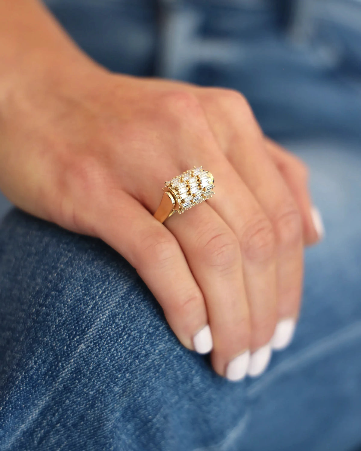 Suzanne Kalan Infinite Triple Row Diamond Spinner Ring in 18k yellow gold