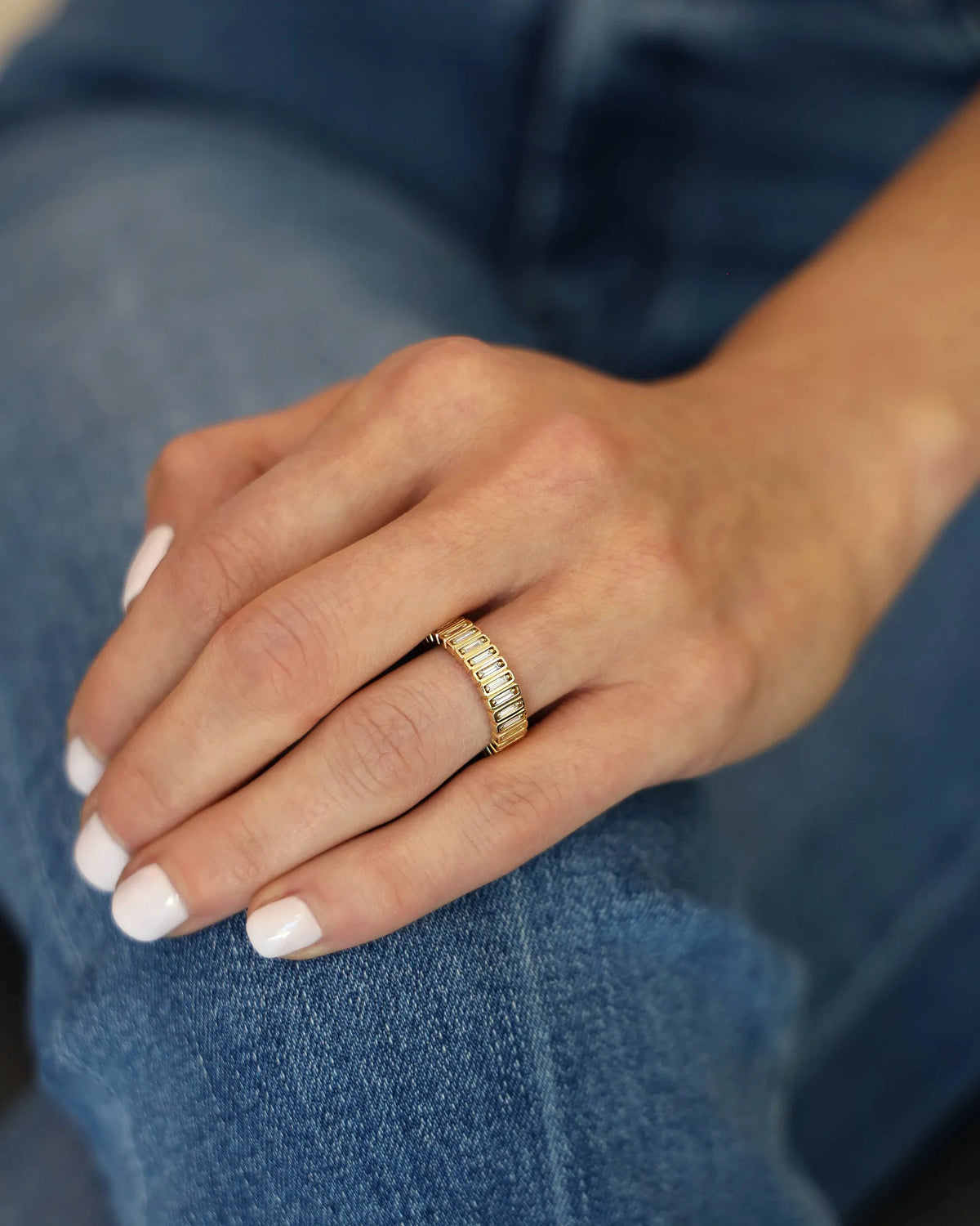 Suzanne Kalan Inlay Diamond Eternity Band in 18k yellow gold