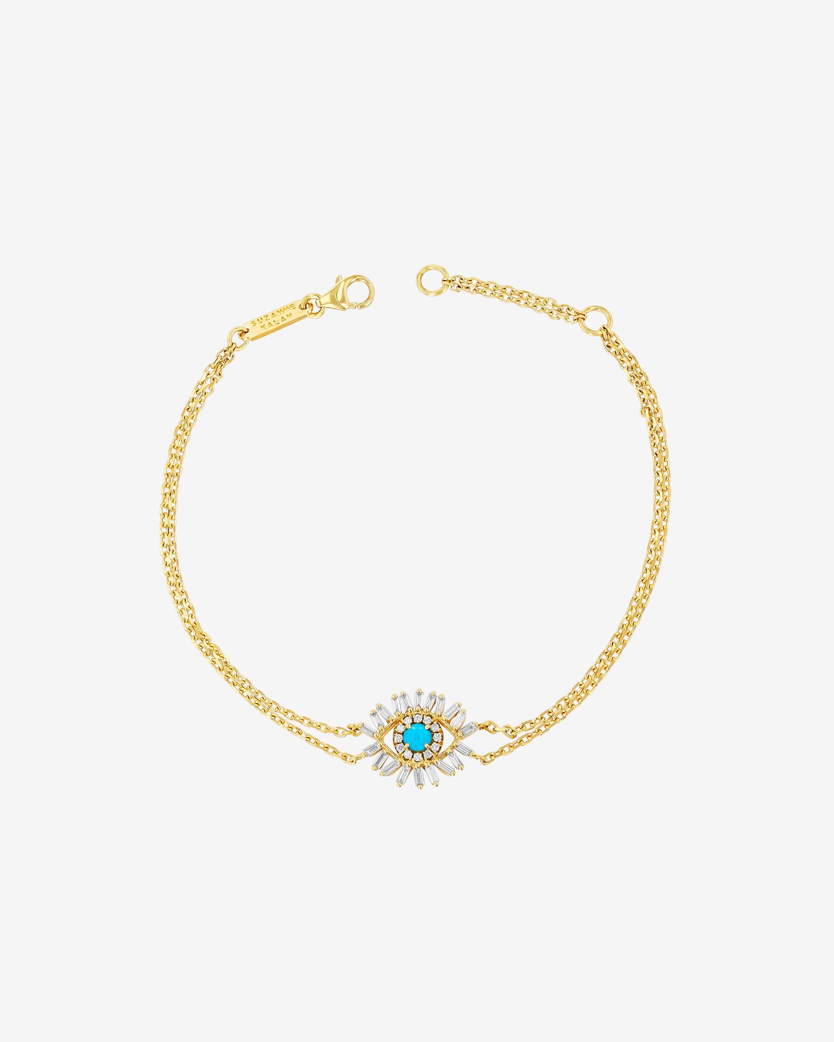 Suzanne Kalan Evil Eye Mini Turquoise Bracelet in 18k yellow gold