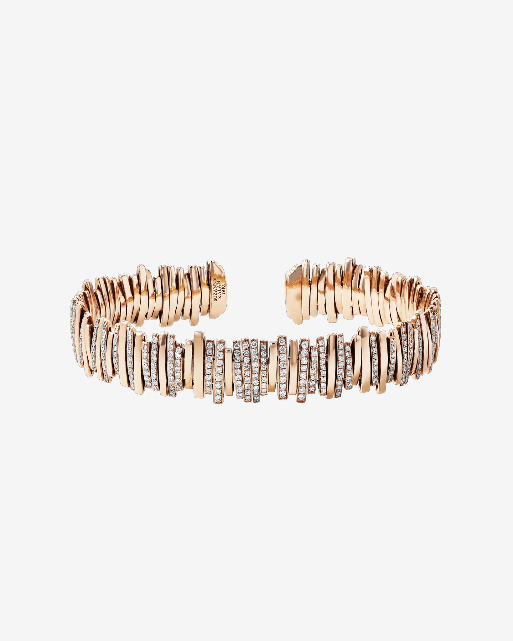 Suzanne Kalan Classic Diamond Half Pavé Midi Bangle in 18k rose gold