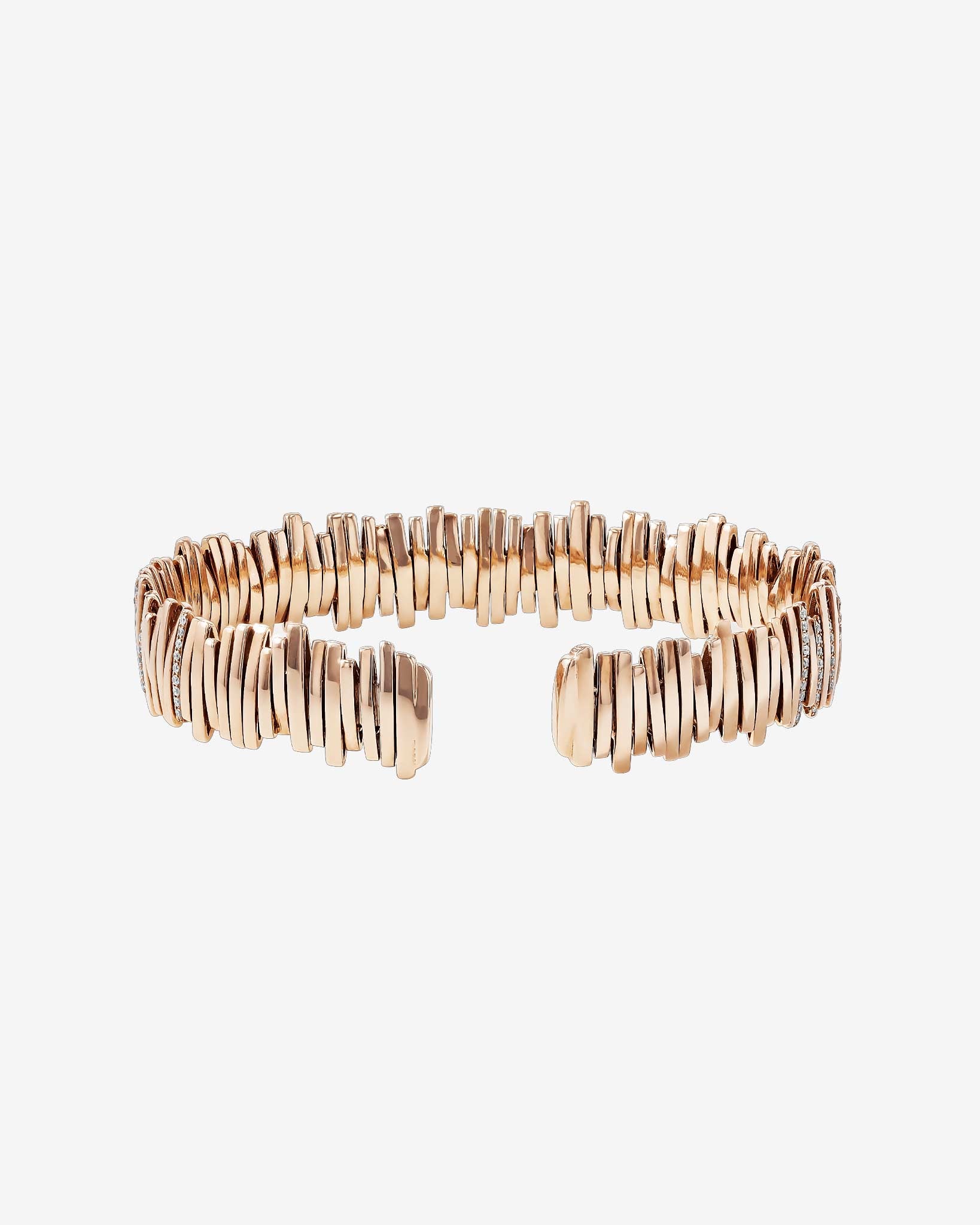 Suzanne Kalan Classic Gold Half Pave Milli Bangle in 18k rose gold
