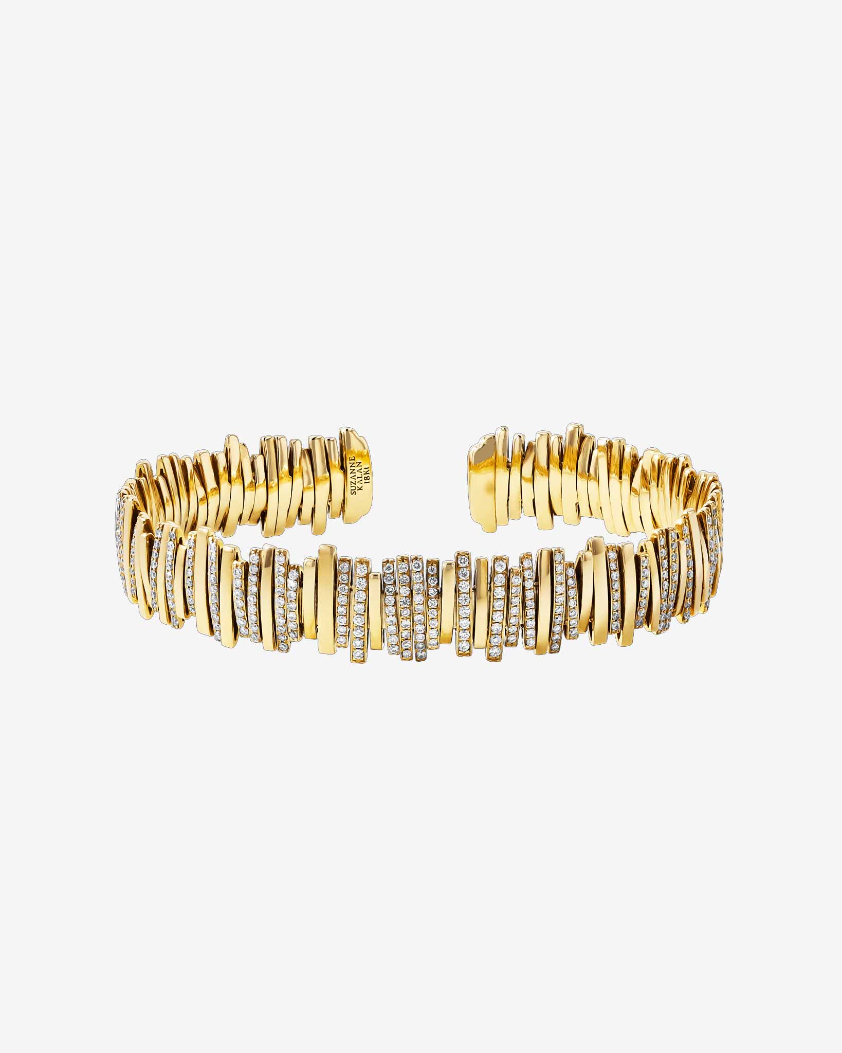 Suzanne Kalan Classic Diamond Half Pavé Midi Bangle in 18k yellow gold