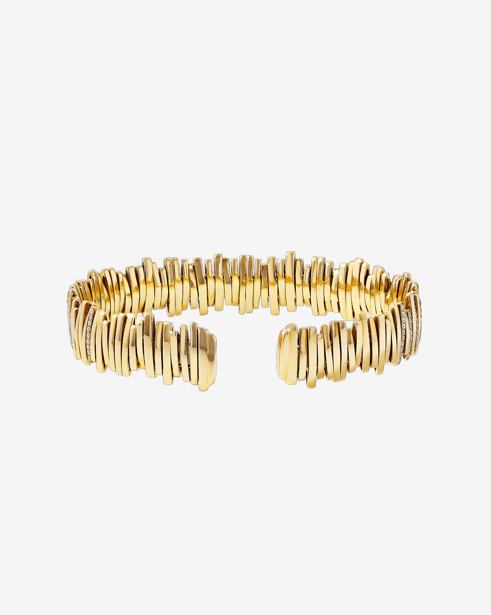Suzanne Kalan Classic Gold Half Pave Milli Bangle in 18k yellow gold