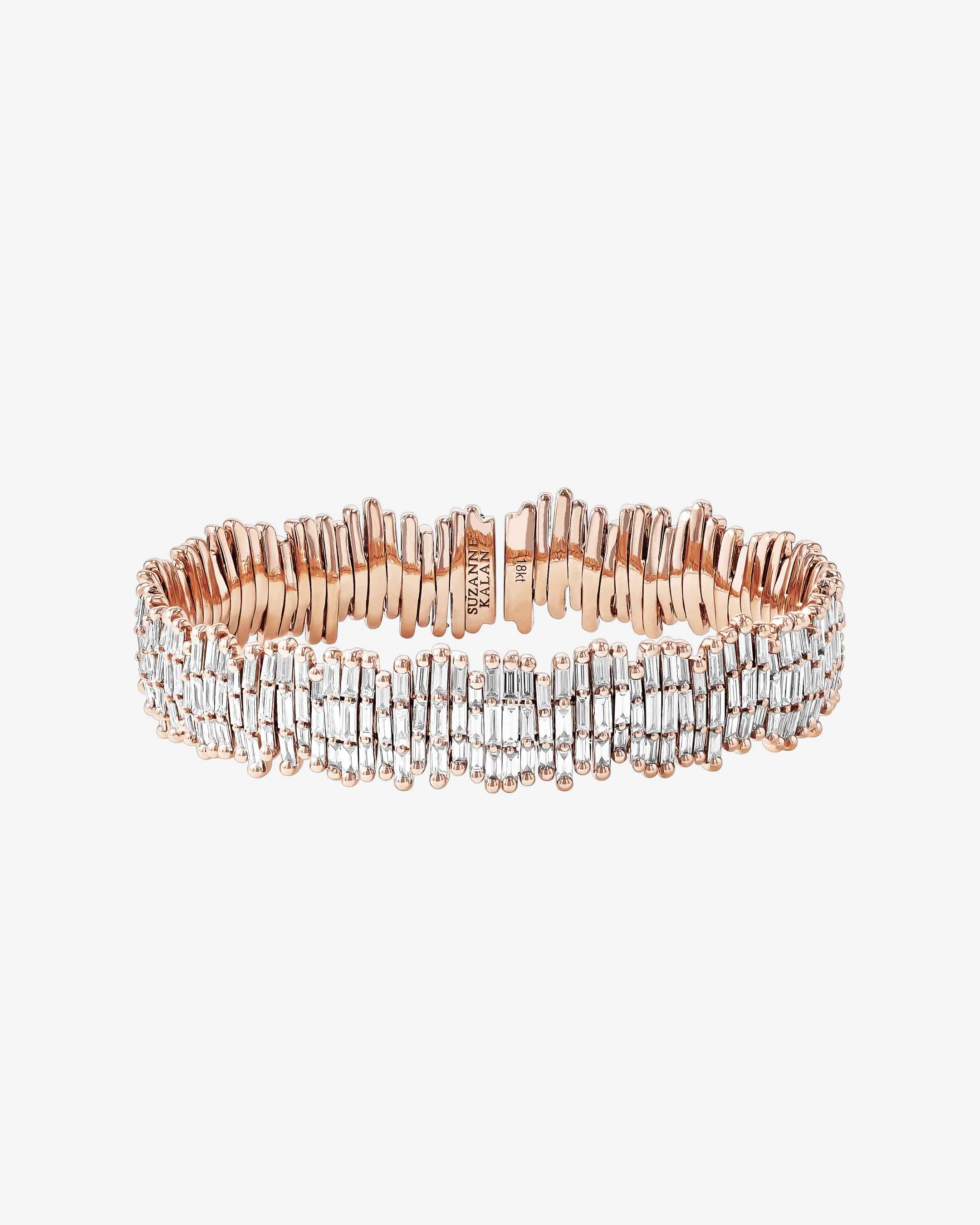 Suzanne Kalan Classic Diamond Triple Row Full Baguette Cuff in 18k rose gold