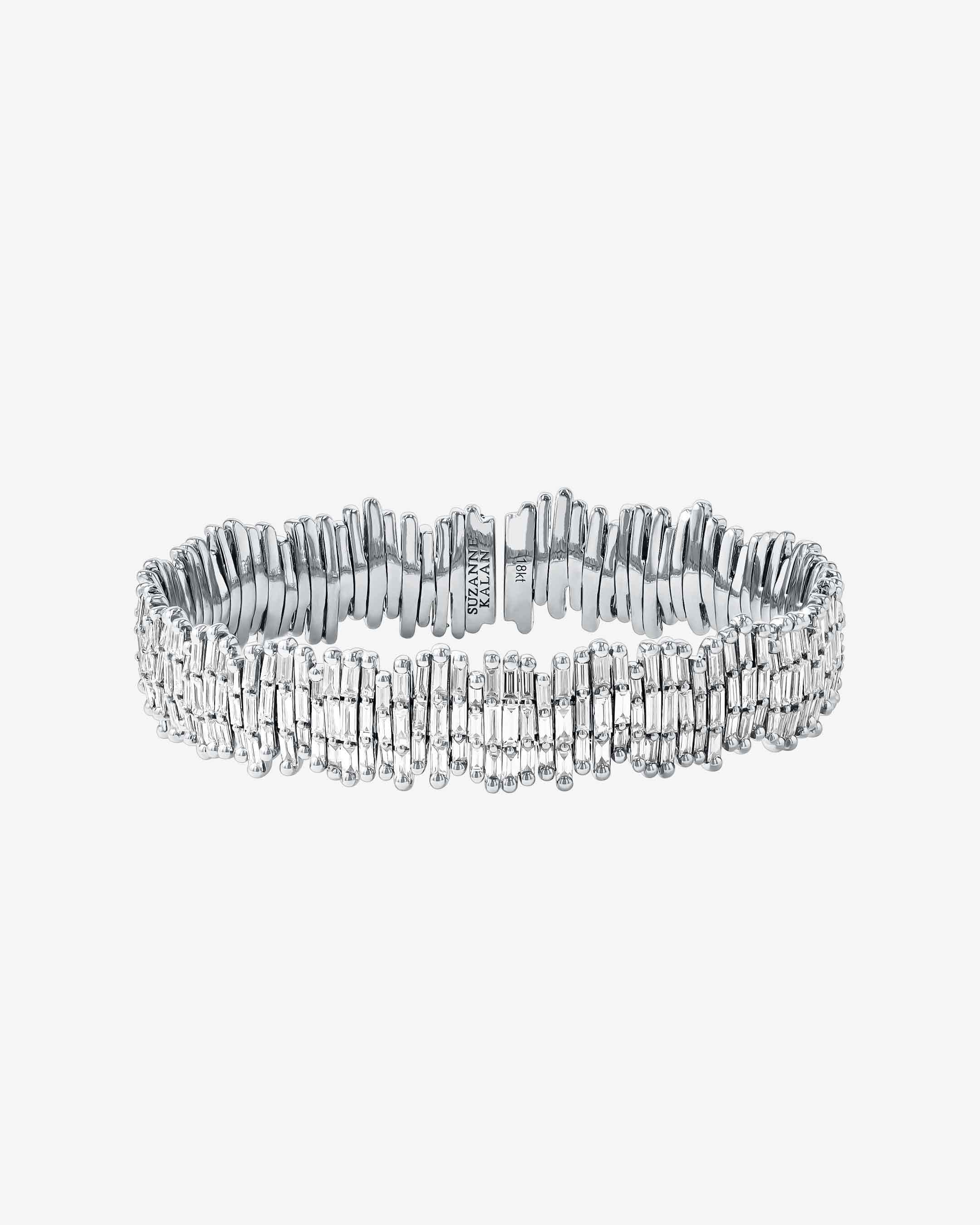 Suzanne Kalan Classic Diamond Triple Row Full Baguette Cuff in 18k white gold