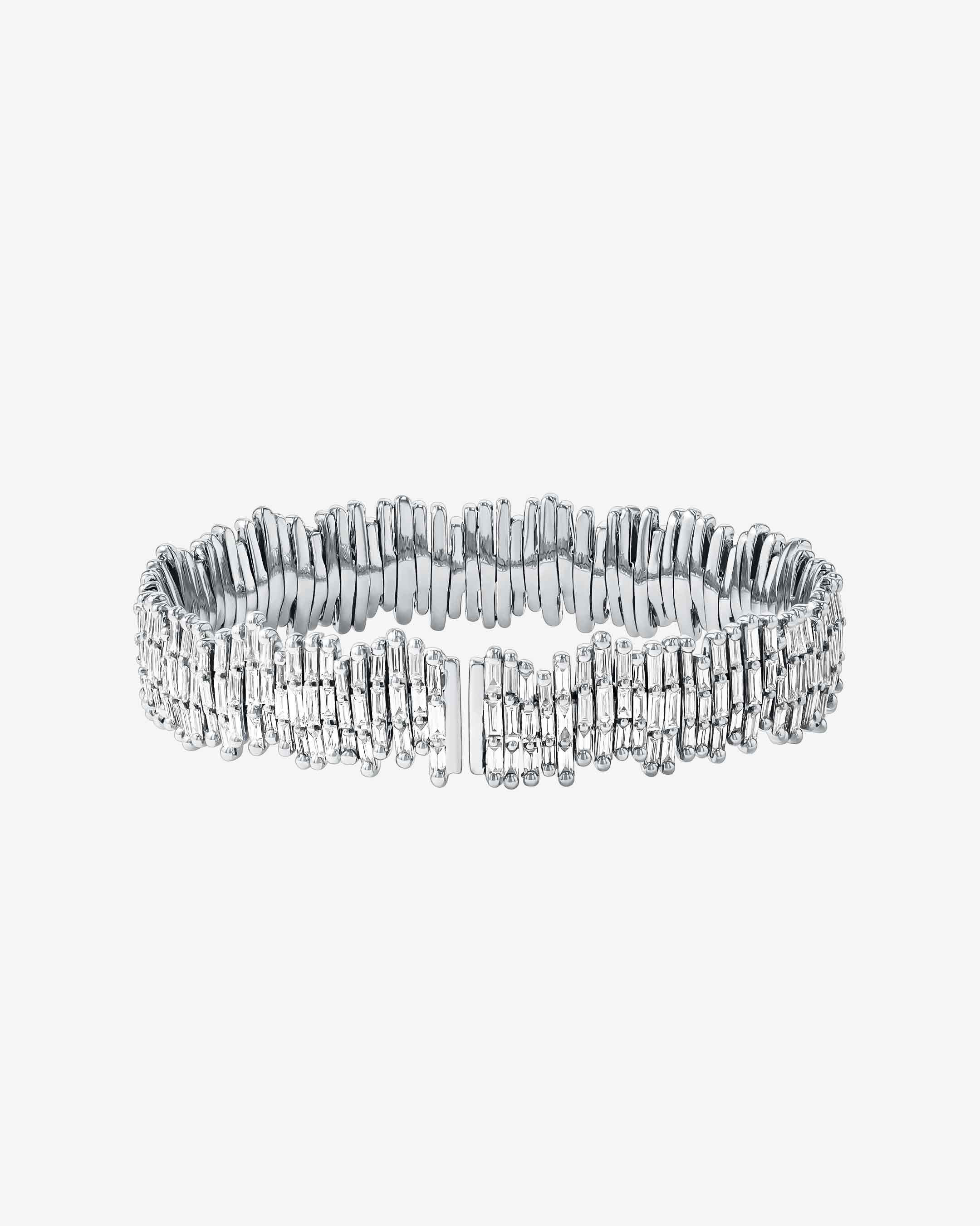 Suzanne Kalan Classic Gold Full Baguette Milli Bangle in 18k white gold