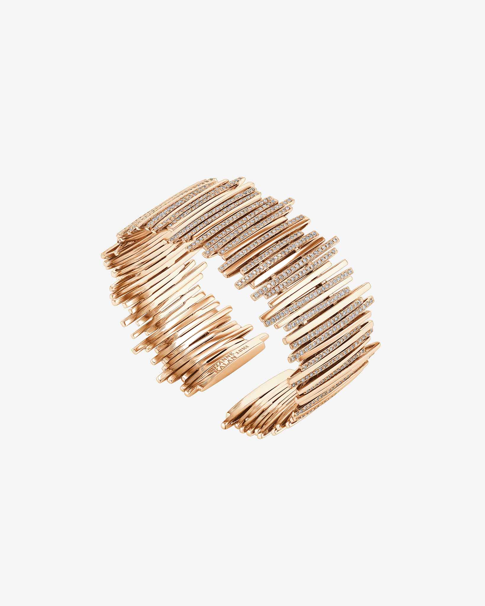 Suzanne Kalan Classic Gold Half Pave Cuff in 18k rose gold