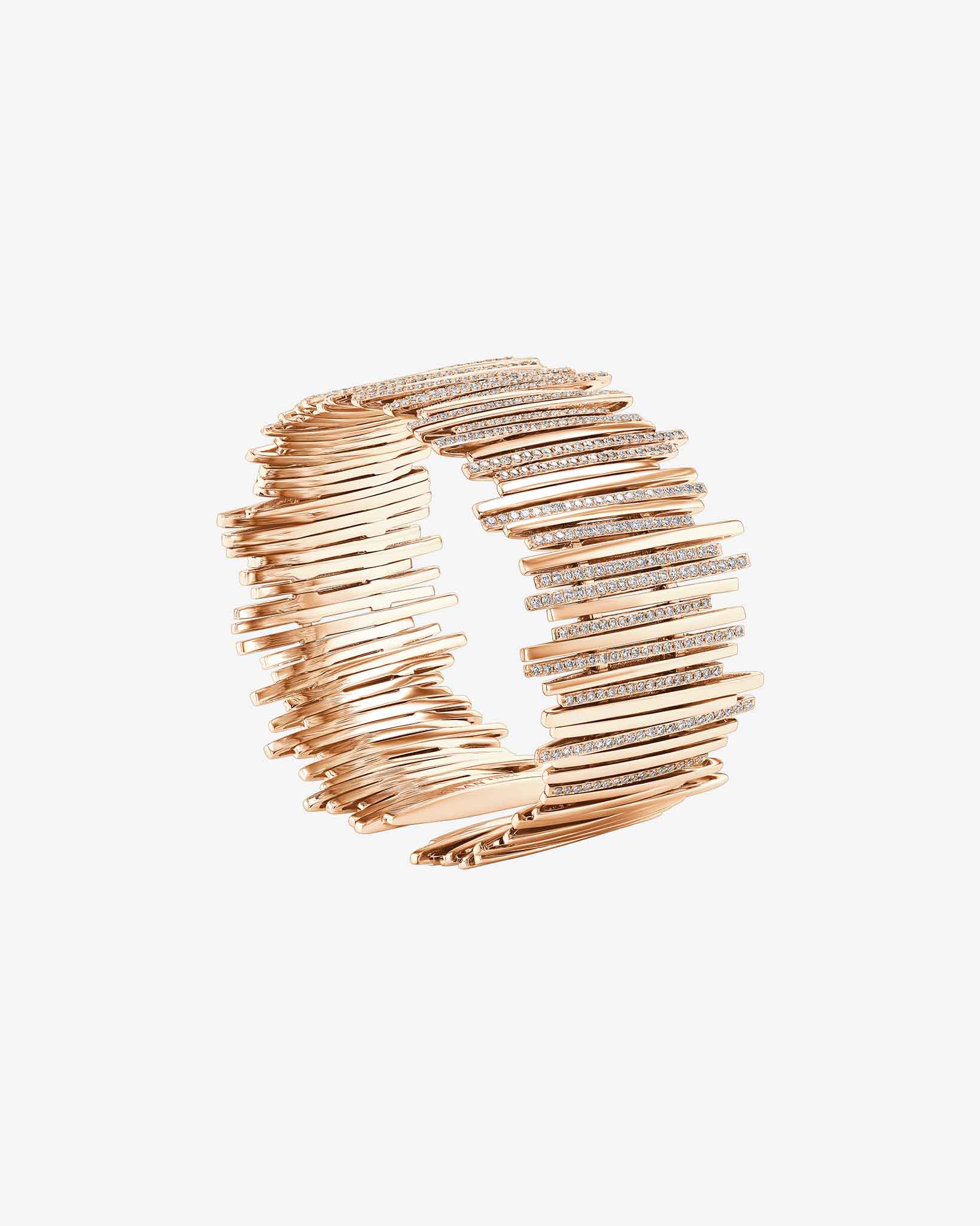 Suzanne Kalan Classic Gold Half Pave Cuff in 18k rose gold