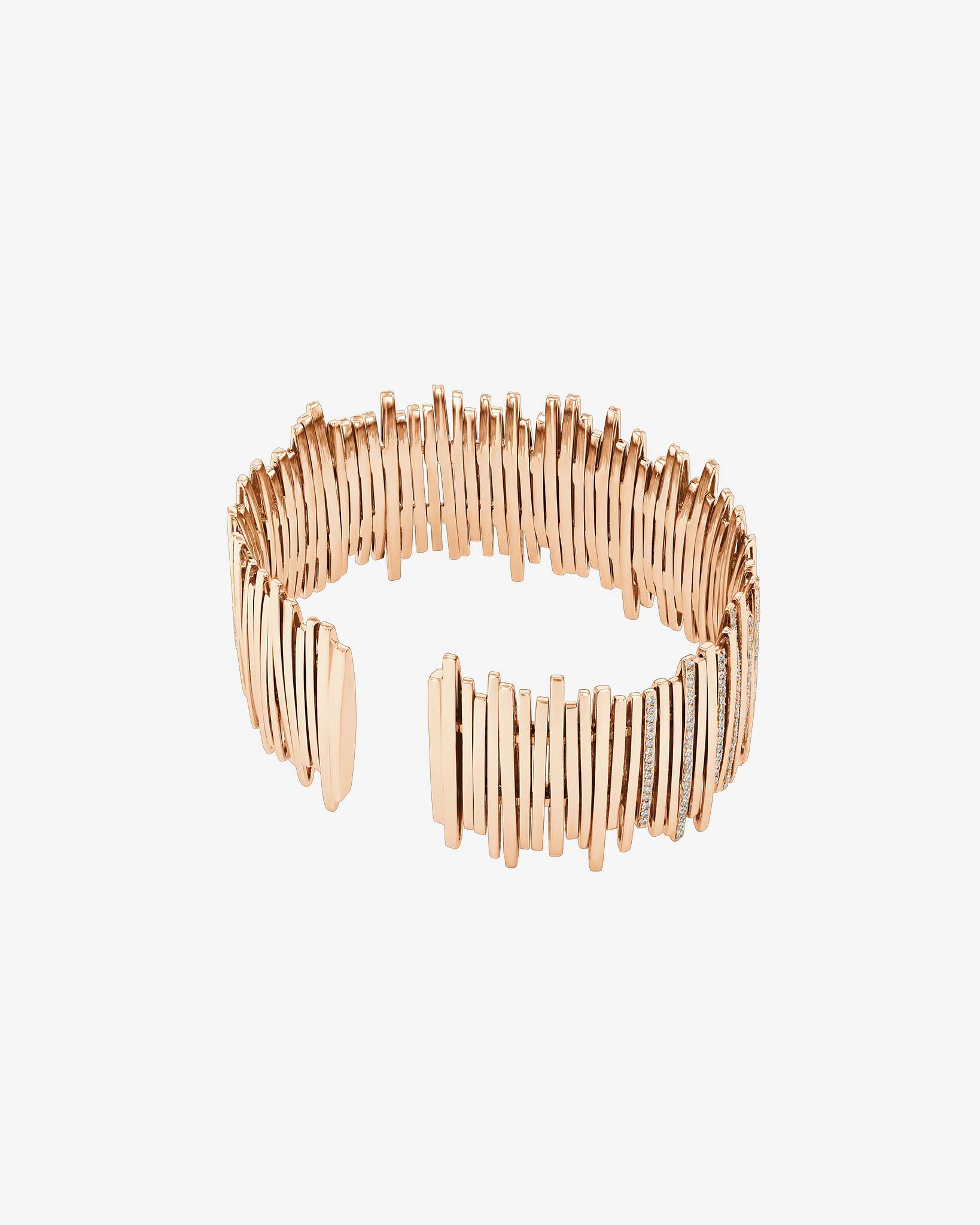 Suzanne Kalan Classic Gold Half Pave Cuff in 18k rose gold