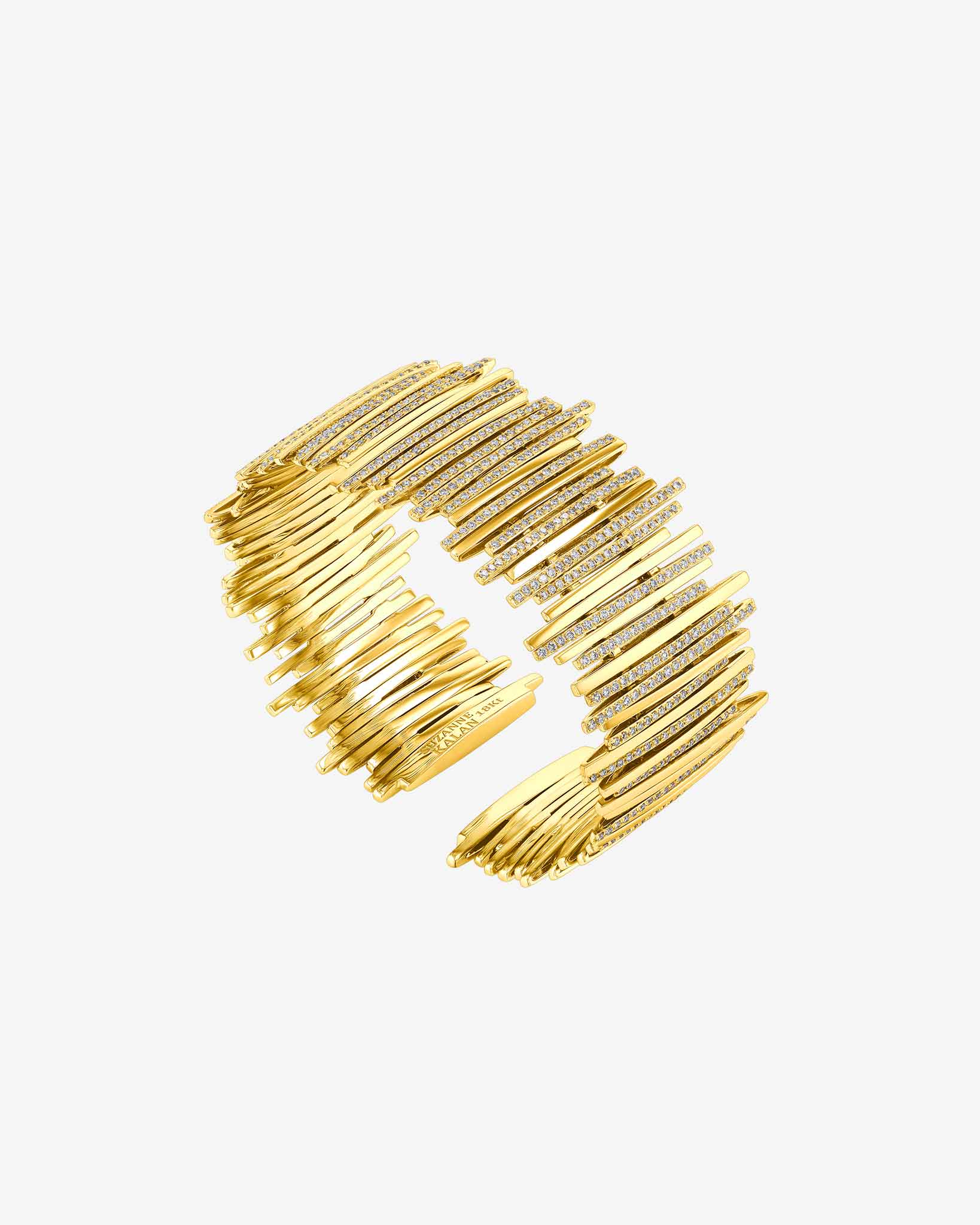 Suzanne Kalan Classic Gold Half Pave Cuff in 18k yellow gold