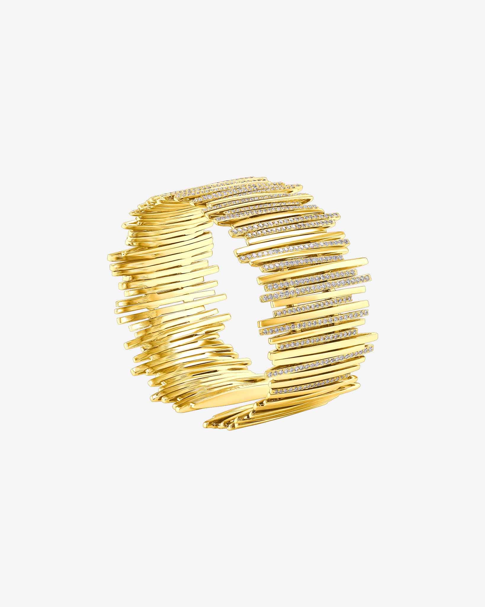 Suzanne Kalan Classic Gold Half Pave Cuff in 18k yellow gold