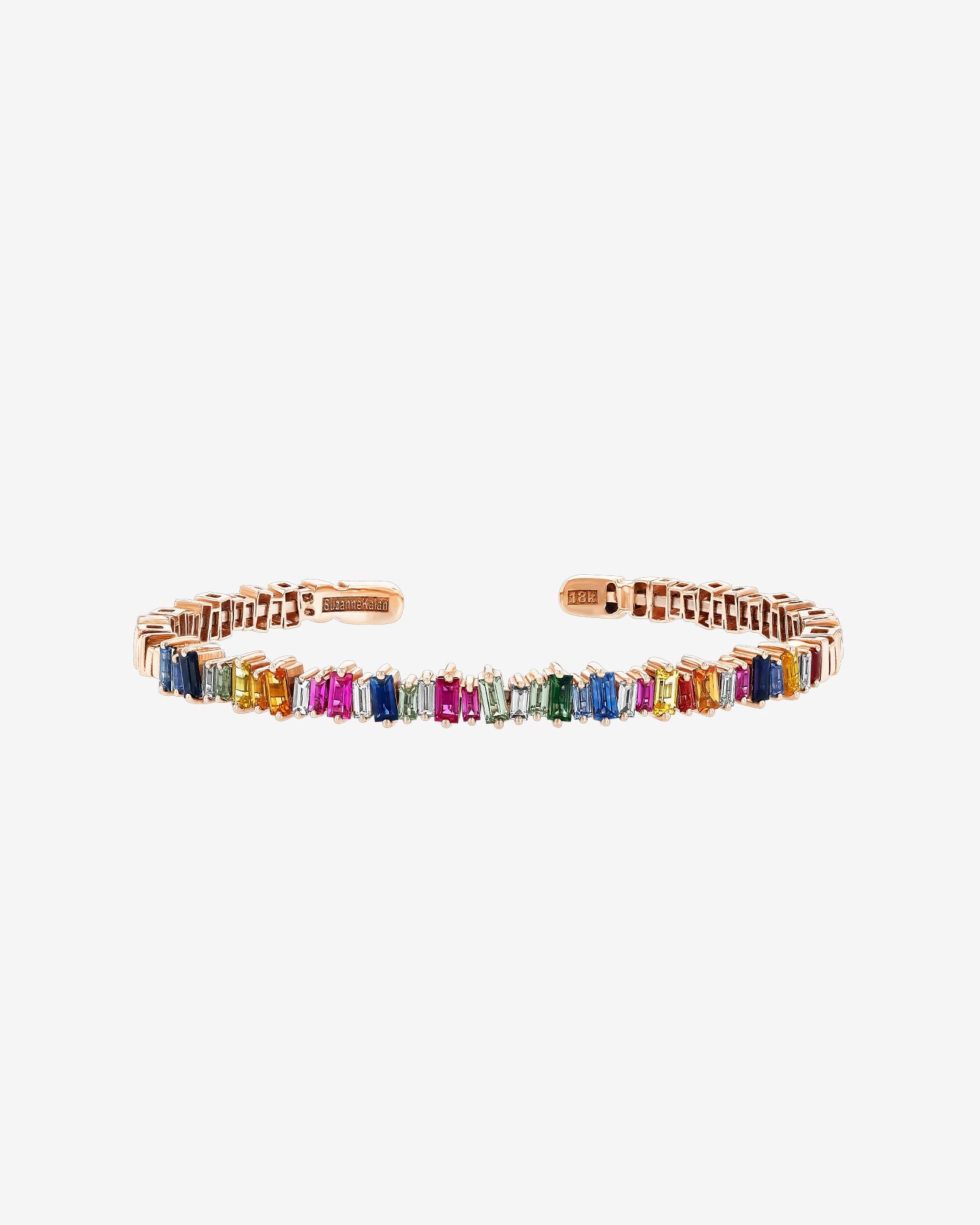 Suzanne Kalan Bold Rainbow Sapphire Bangle in 18k rose gold