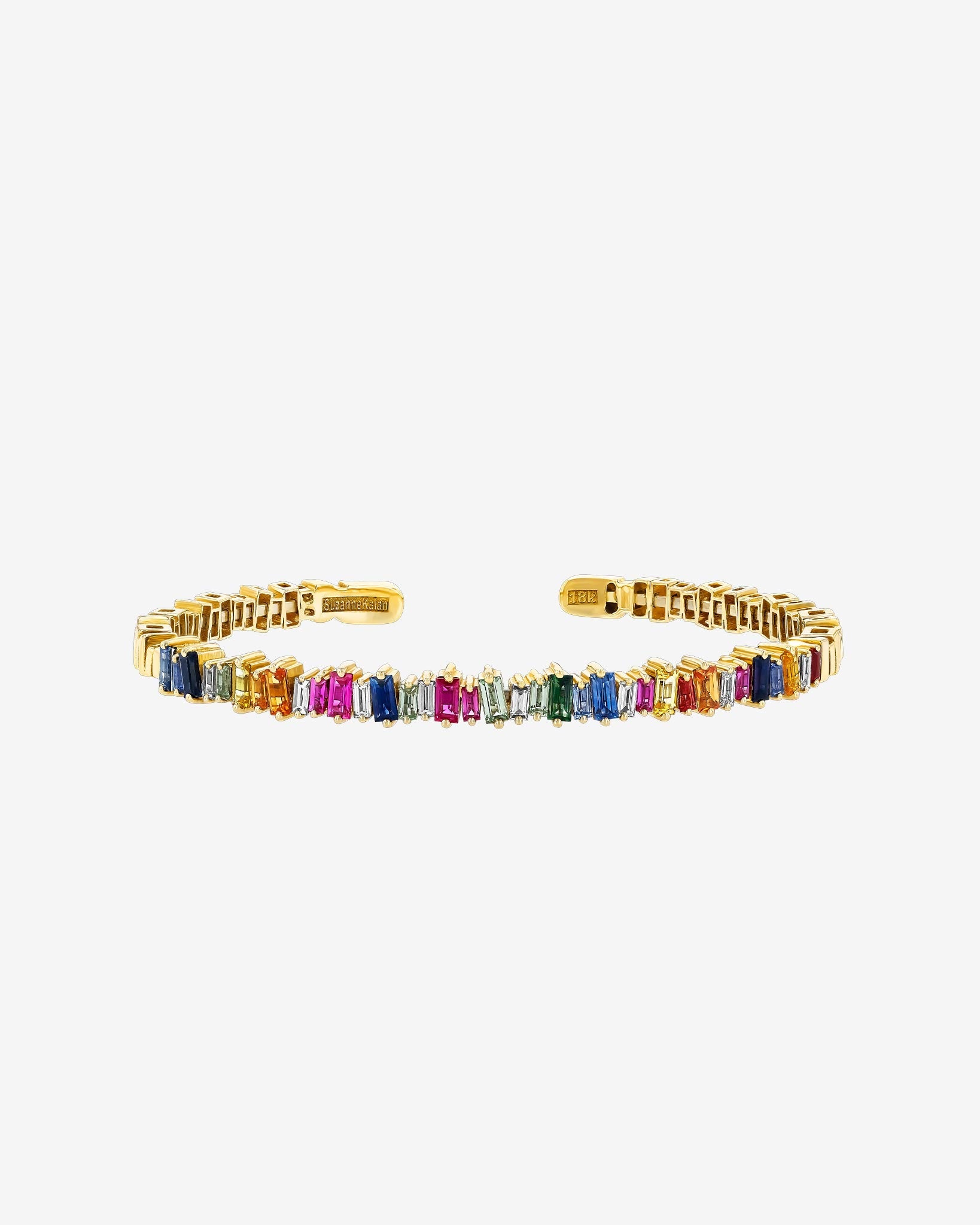 Suzanne Kalan Bold Rainbow Sapphire Bangle in 18k yellow gold