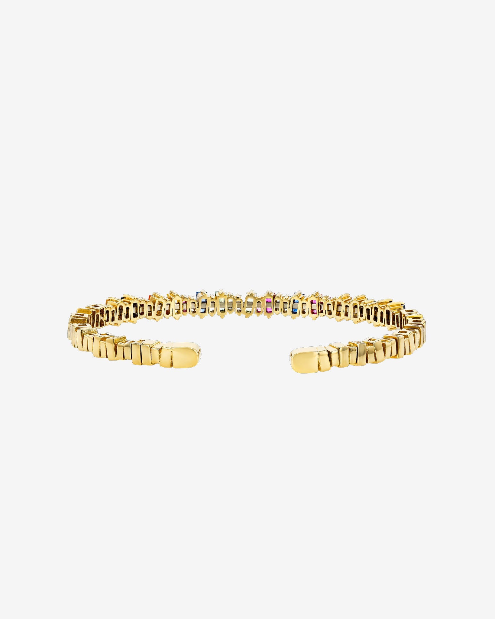 Suzanne Kalan Bold Rainbow Sapphire Bangle in 18k yellow gold
