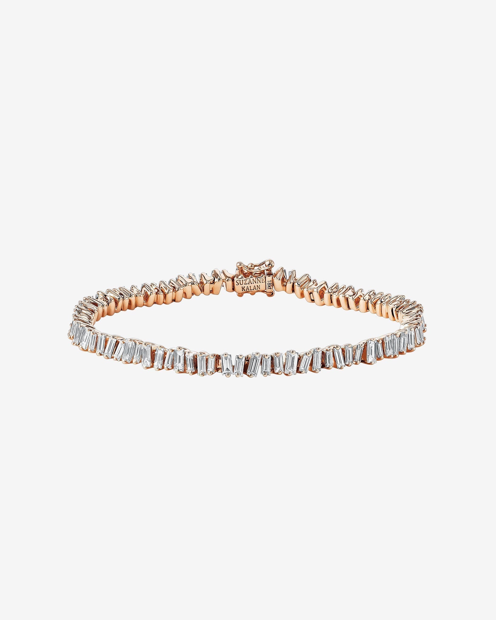 Suzanne Kalan Classic Diamond Baguette Tennis Bracelet in 18k rose gold