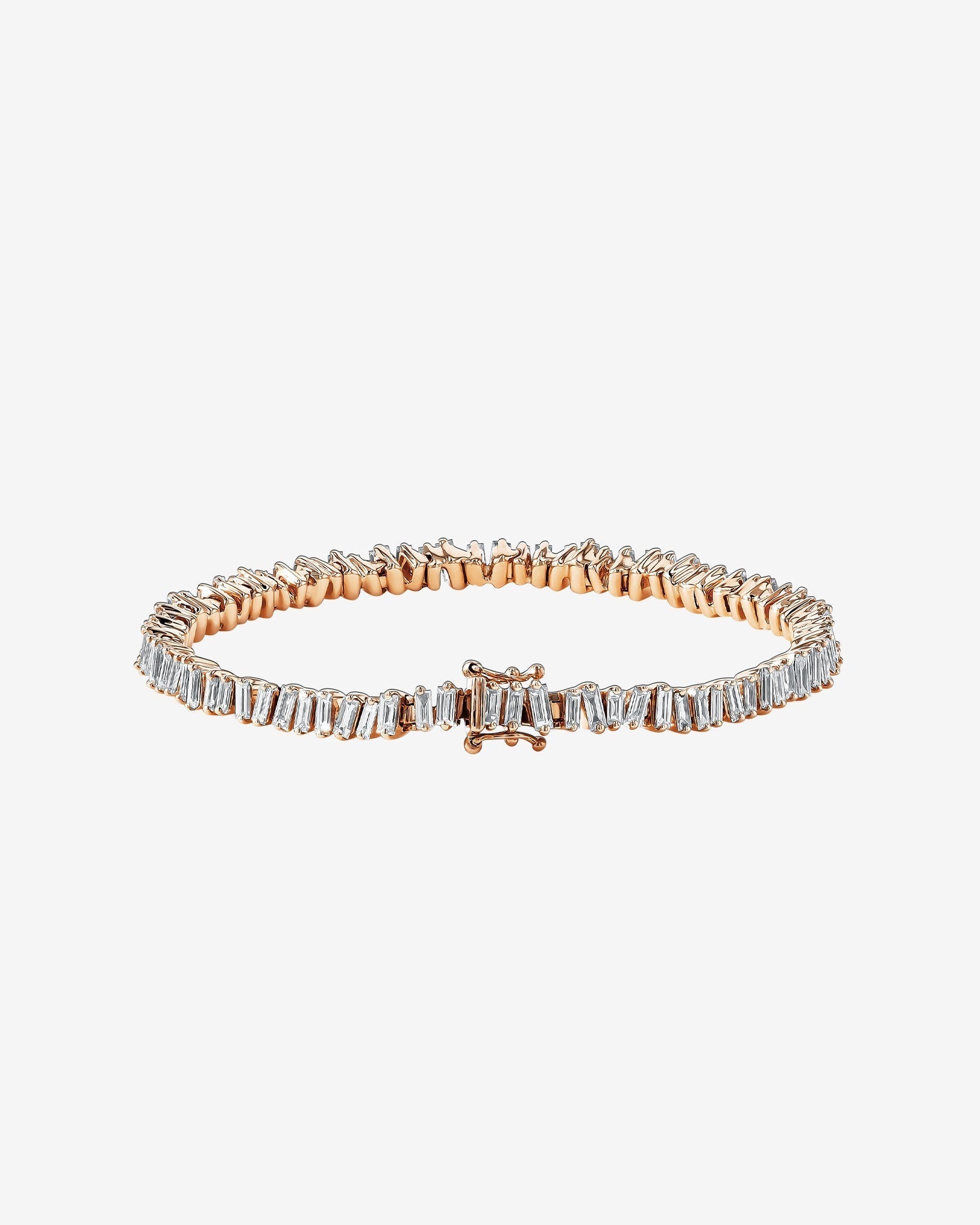 Suzanne Kalan Classic Diamond Baguette Tennis Bracelet in 18k rose gold