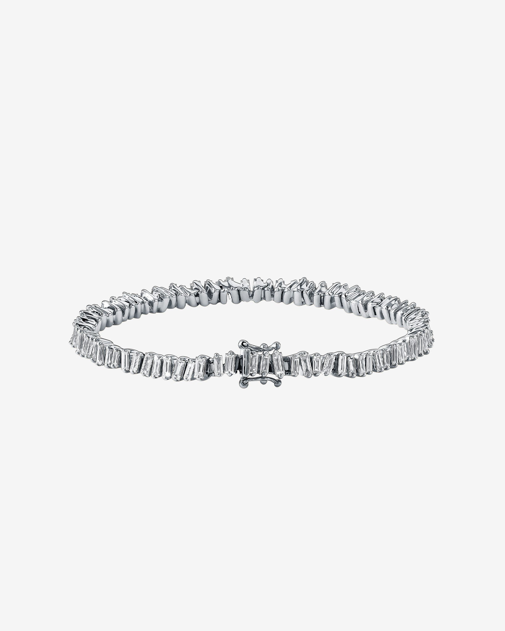 Suzanne Kalan Classic Diamond Baguette Tennis Bracelet in 18k white gold