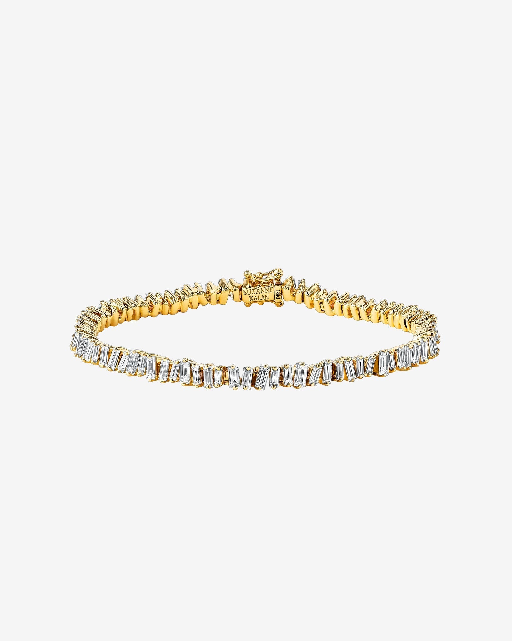 Suzanne Kalan Classic Diamond Baguette Tennis Bracelet in 18k yellow gold