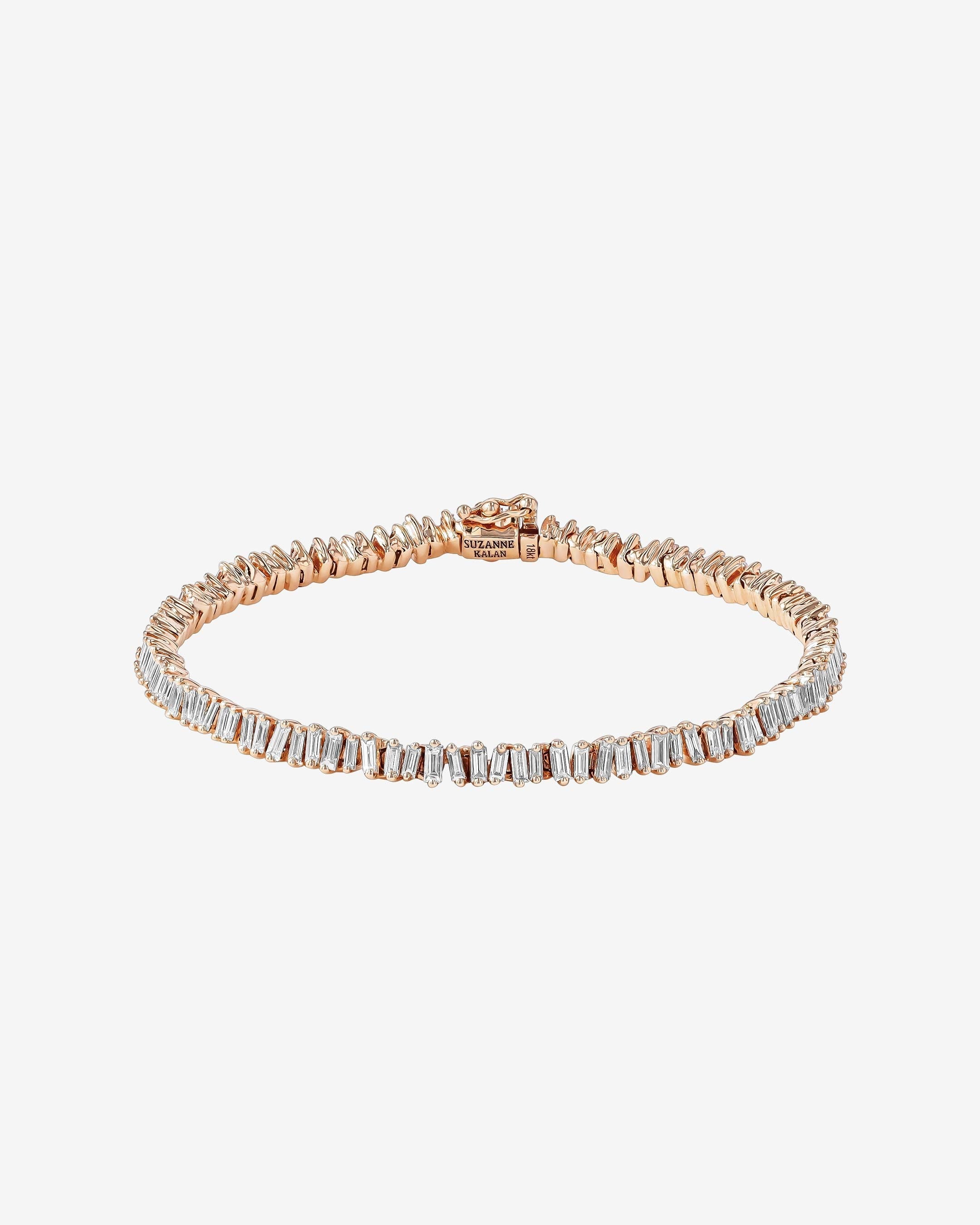 Suzanne Kalan Classic Mini Baguette Diamond Tennis Bracelet in 18k rose gold