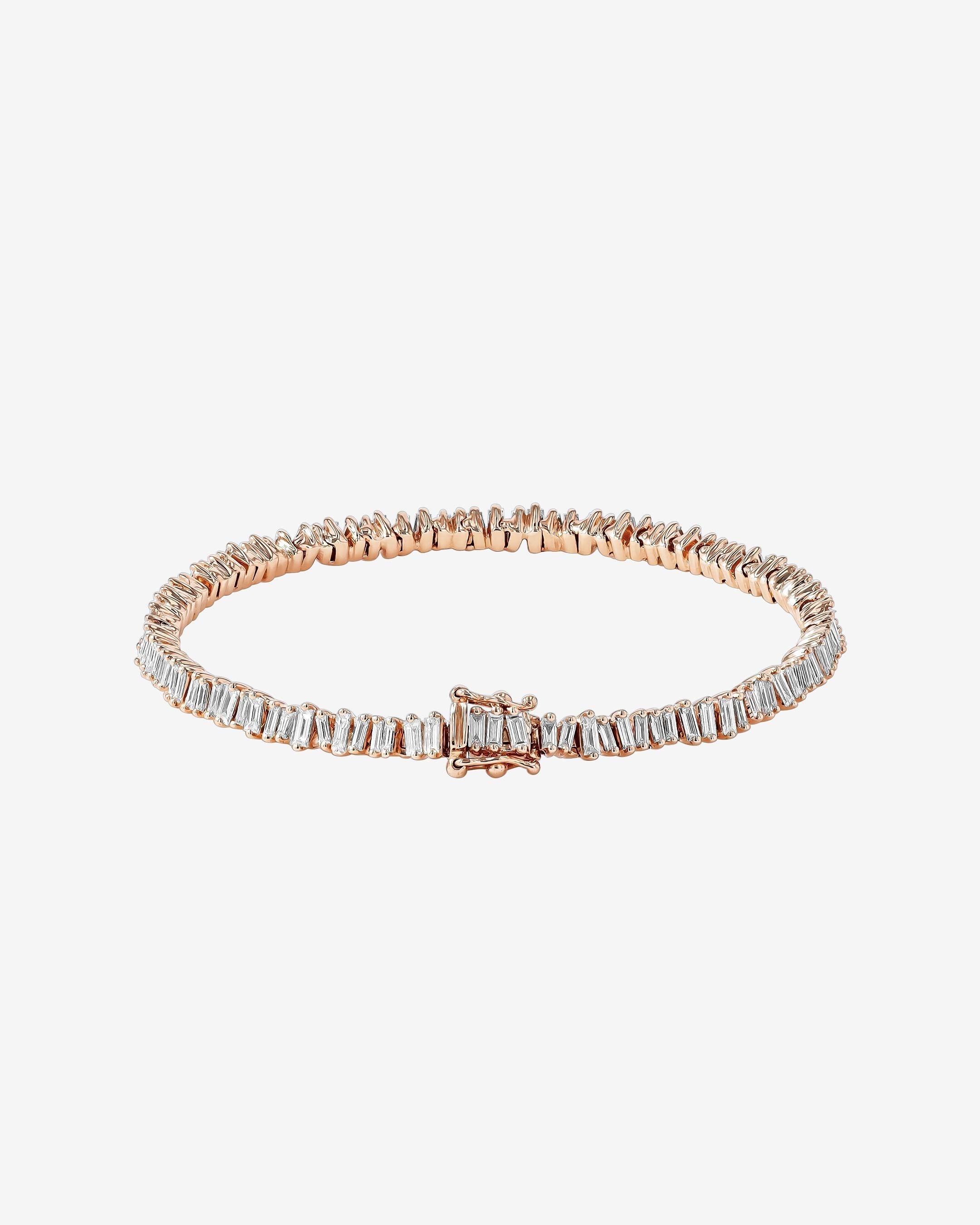 Suzanne Kalan Classic Mini Baguette Diamond Tennis Bracelet in 18k rose gold