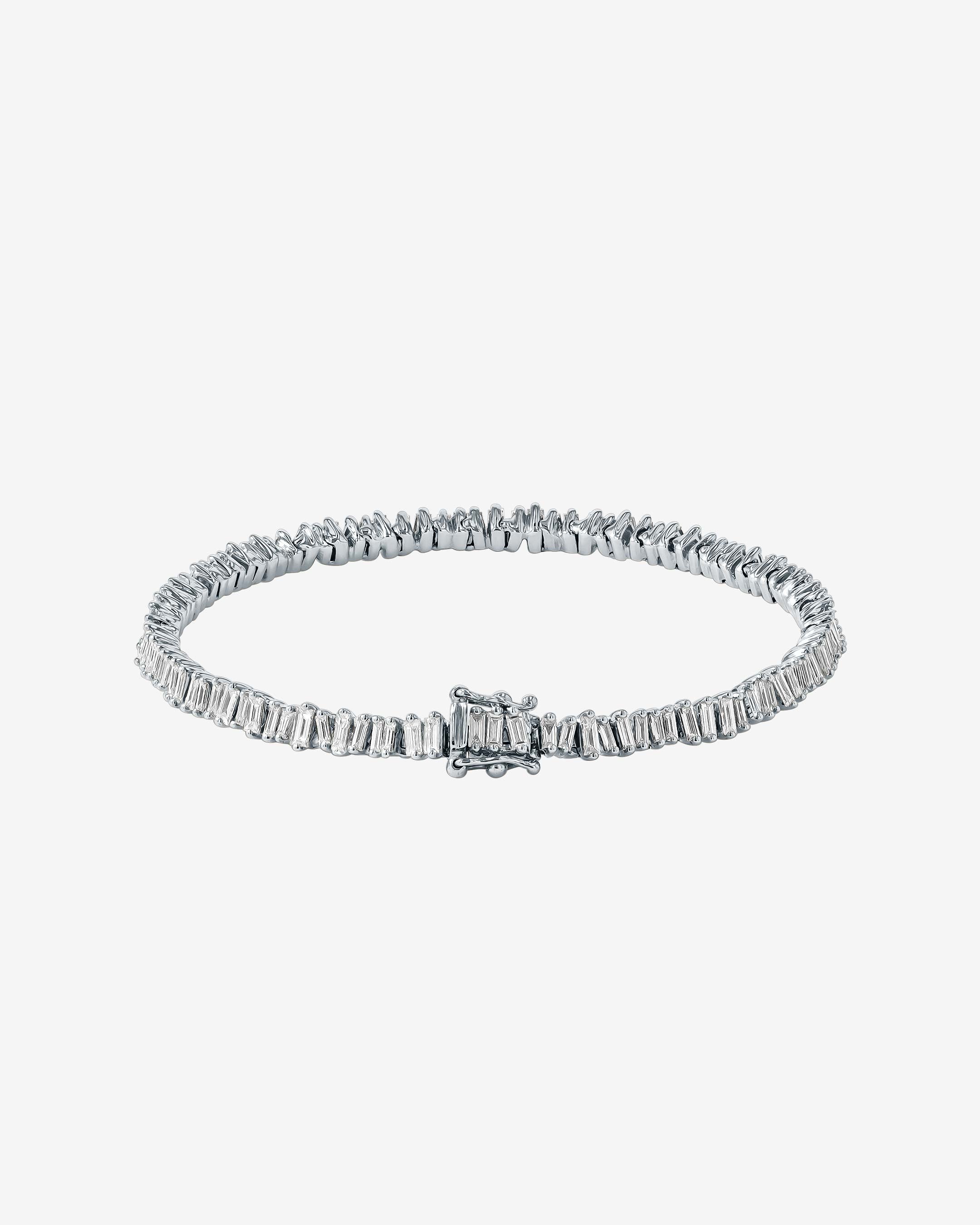 Suzanne Kalan Classic Mini Baguette Diamond Tennis Bracelet in 18k white gold