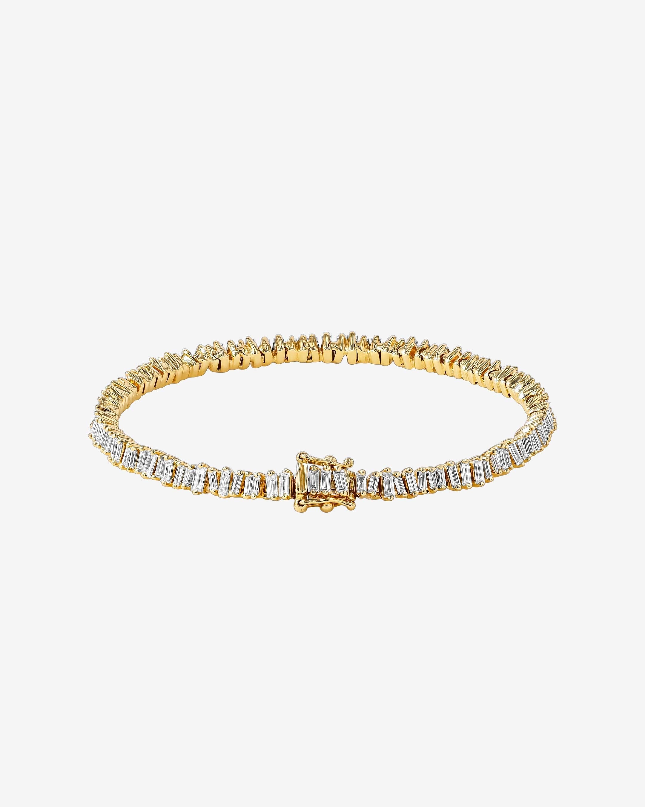 Suzanne Kalan Classic Mini Baguette Diamond Tennis Bracelet in 18k yellow gold