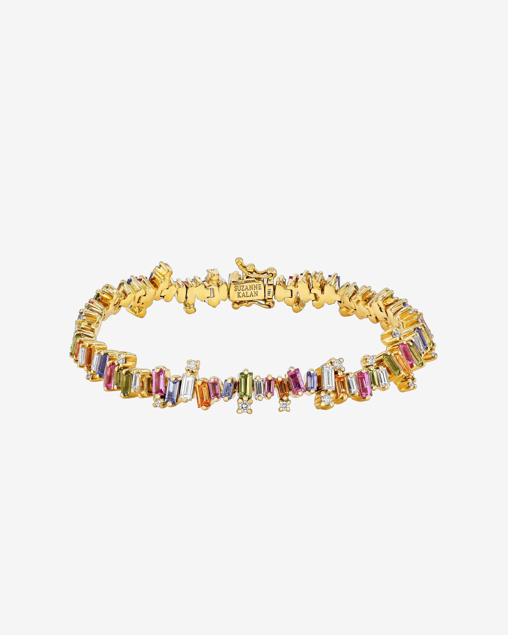 Suzanne Kalan Bold Burst Pastel Sapphire Tennis Bracelet in 18k yellow gold