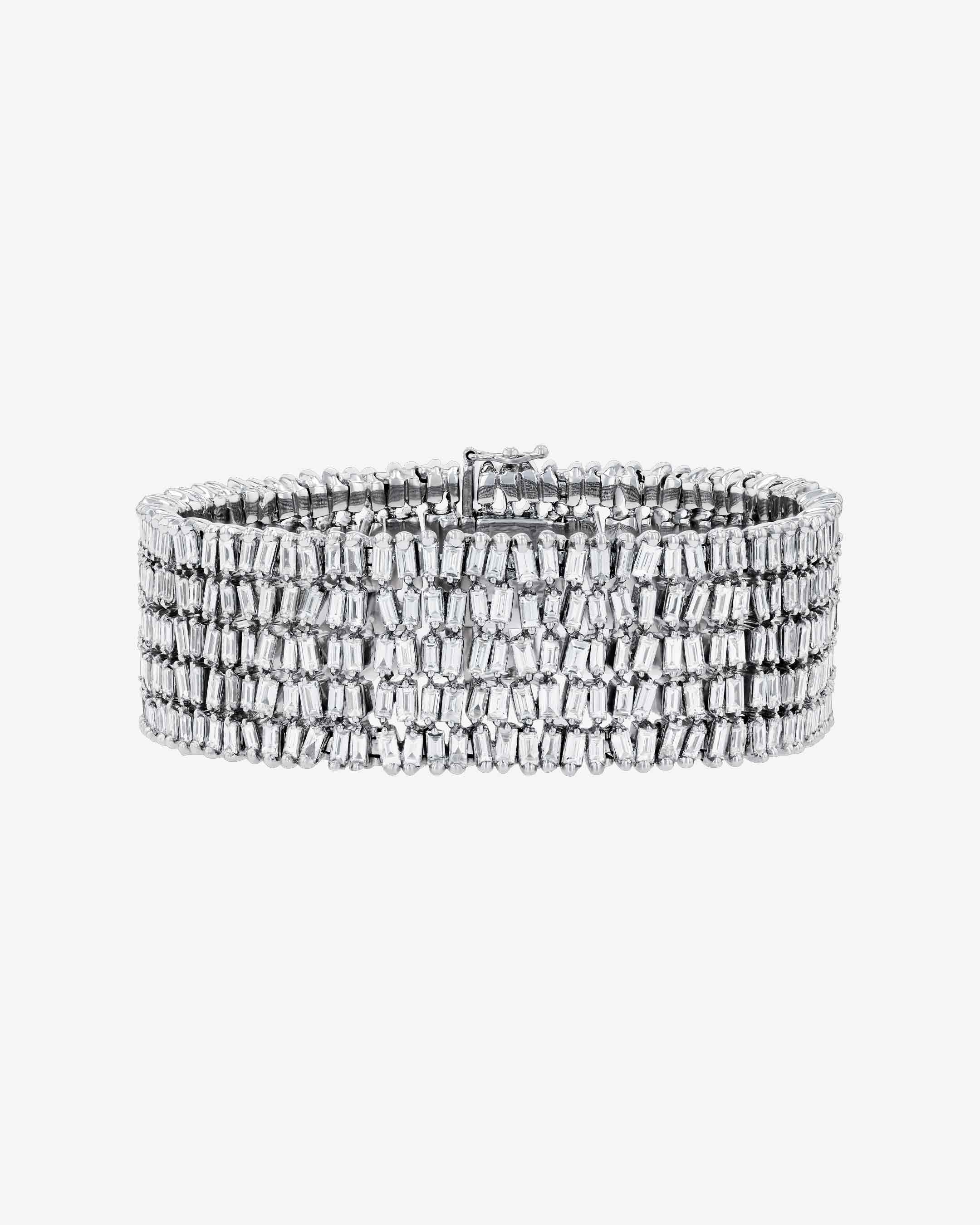 Suzanne Kalan Classic Diamond Five Row Diamond Tennis Bracelet in 18k white gold