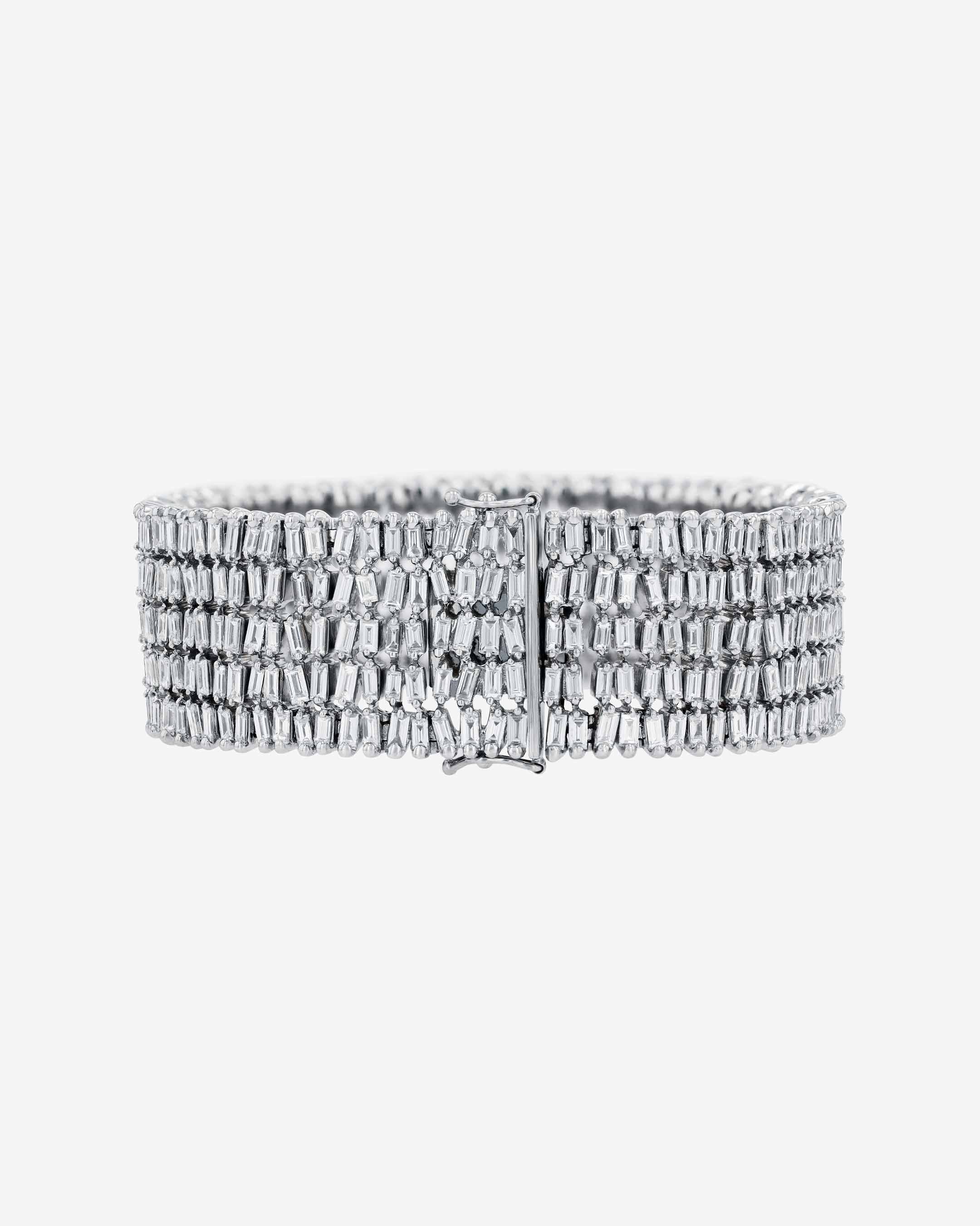 Suzanne Kalan Classic Diamond Five Row Diamond Tennis Bracelet in 18k white gold