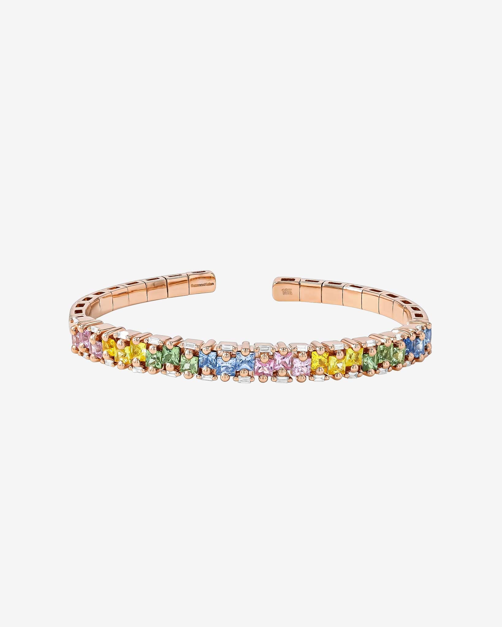 Suzanne Kalan Princess Bold Pastel Sapphire Bangle in 18k rose gold