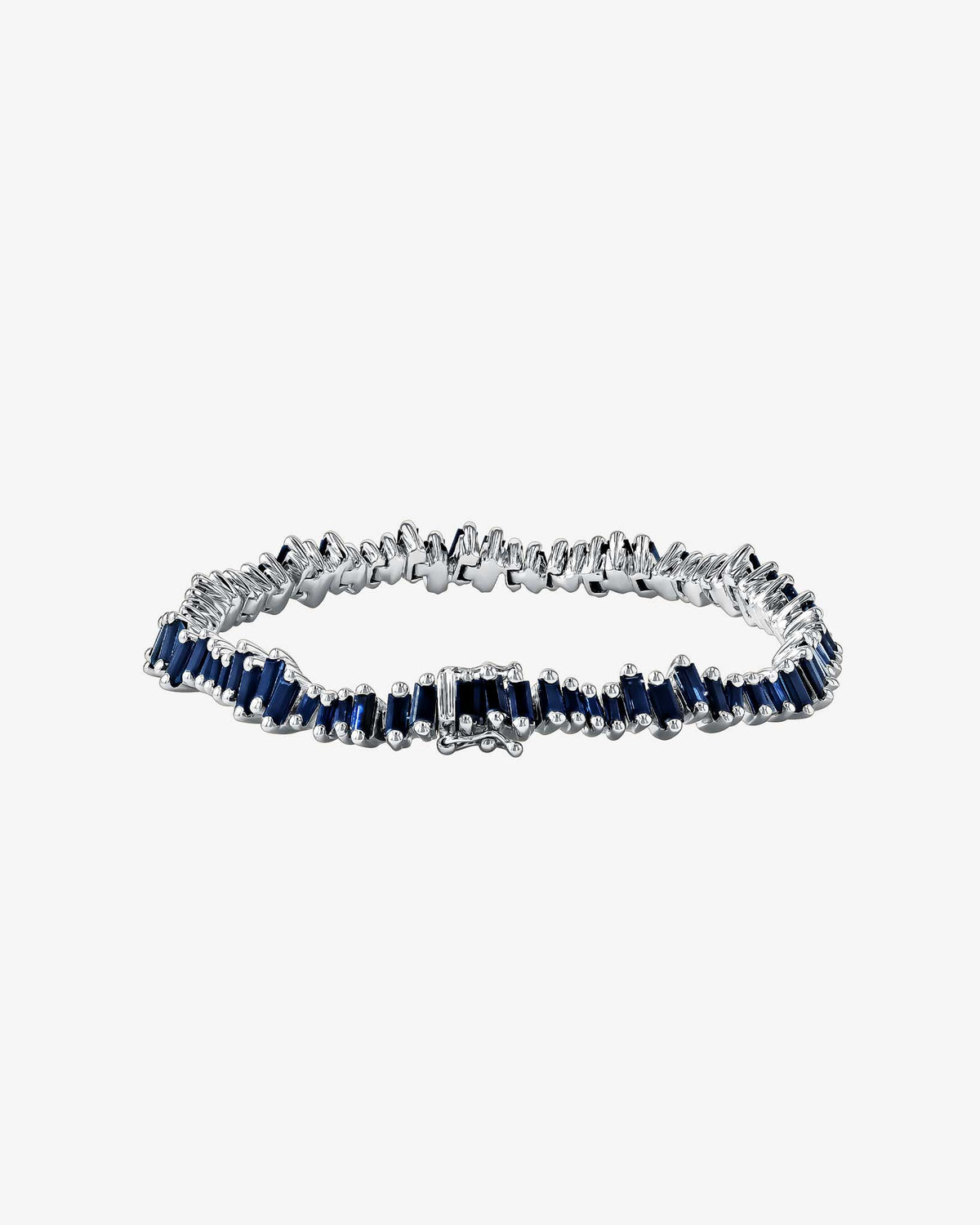 Suzanne Kalan Bold Dark Blue Sapphire Tennis Bracelet in 18K white gold